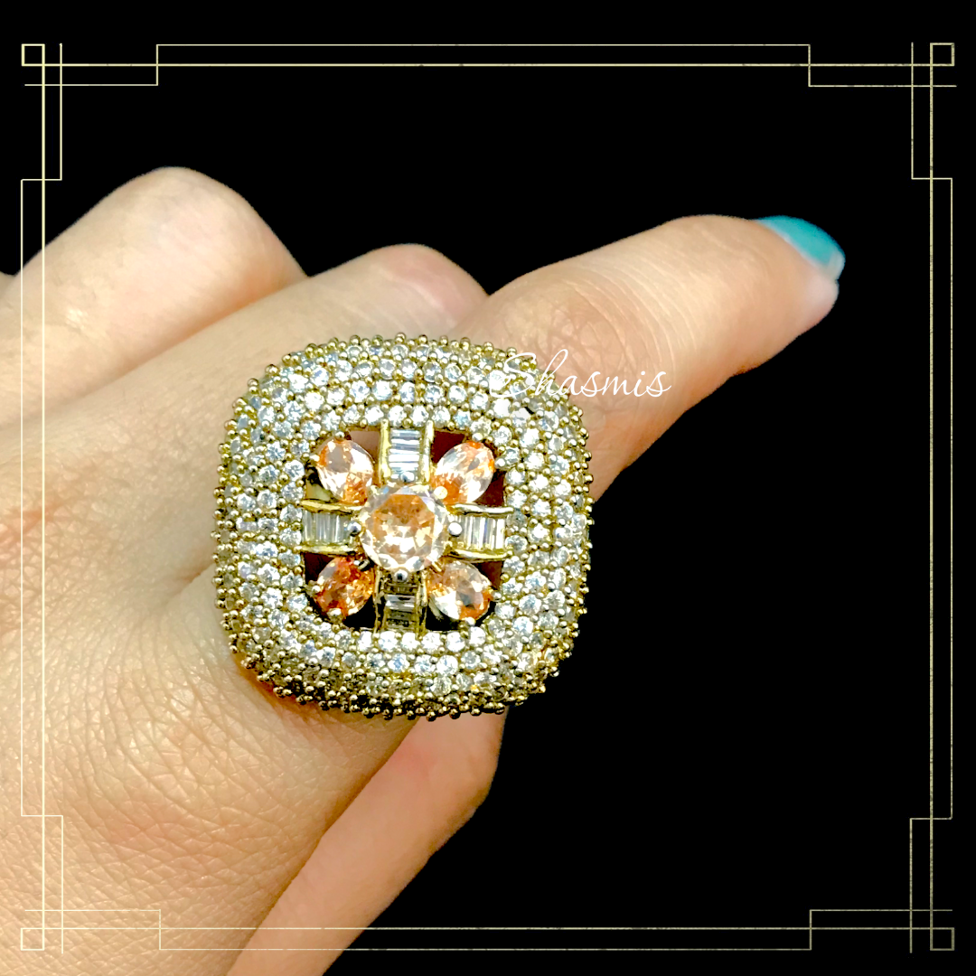 Orange statement Diamond Ring