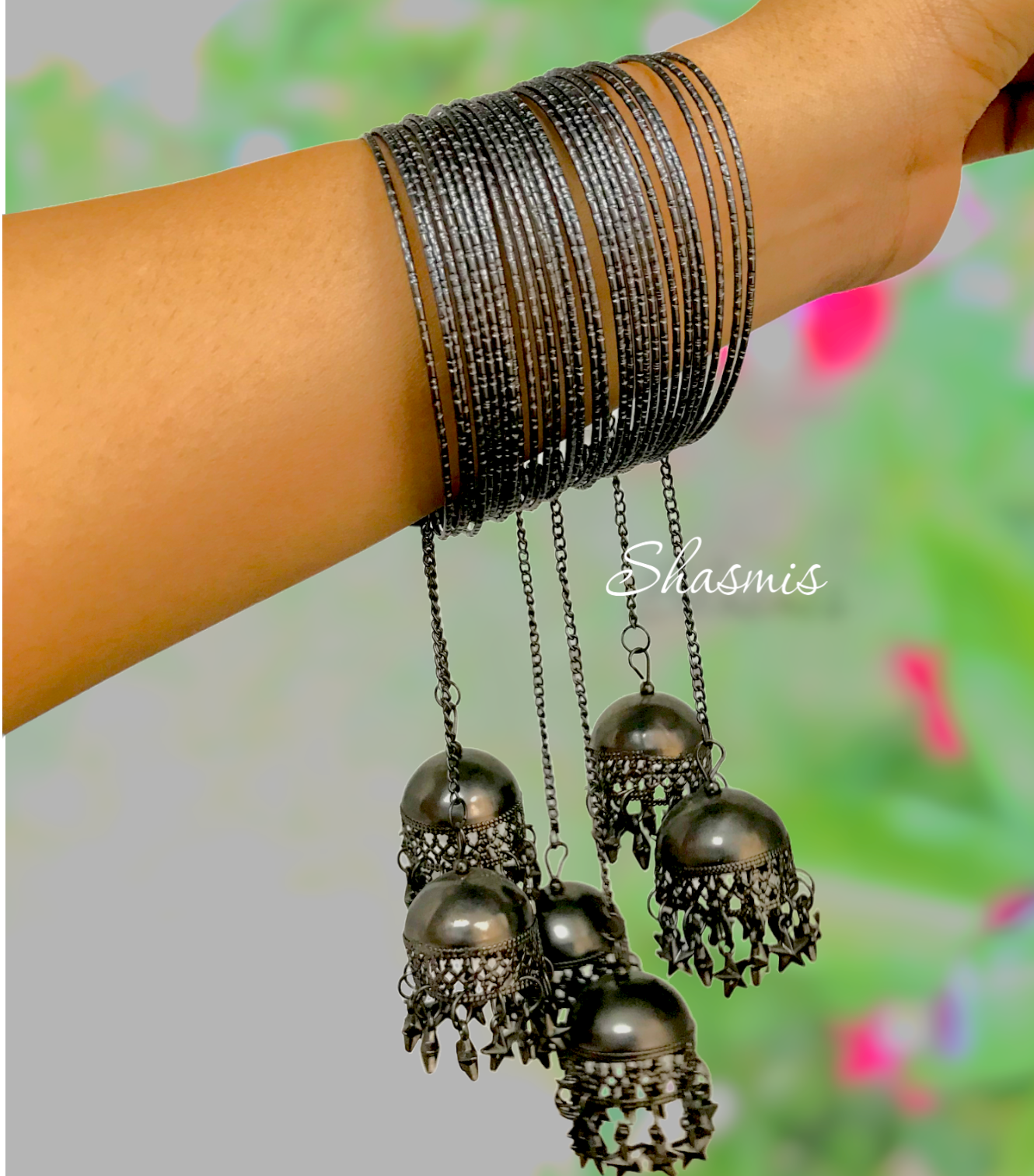 Silver Jhumkas Bangles
