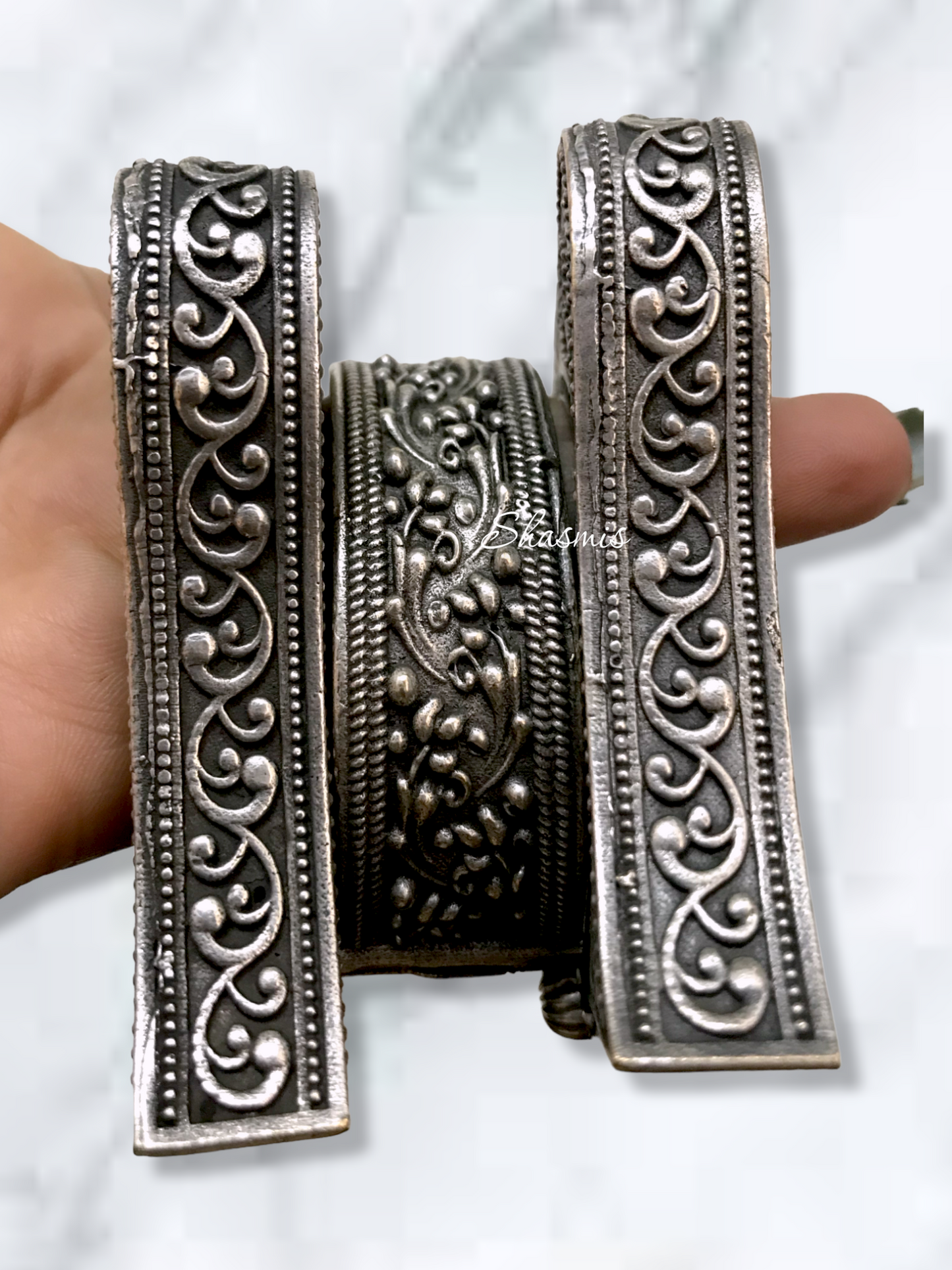 Traditional Oxidised Bangles, Set of 3