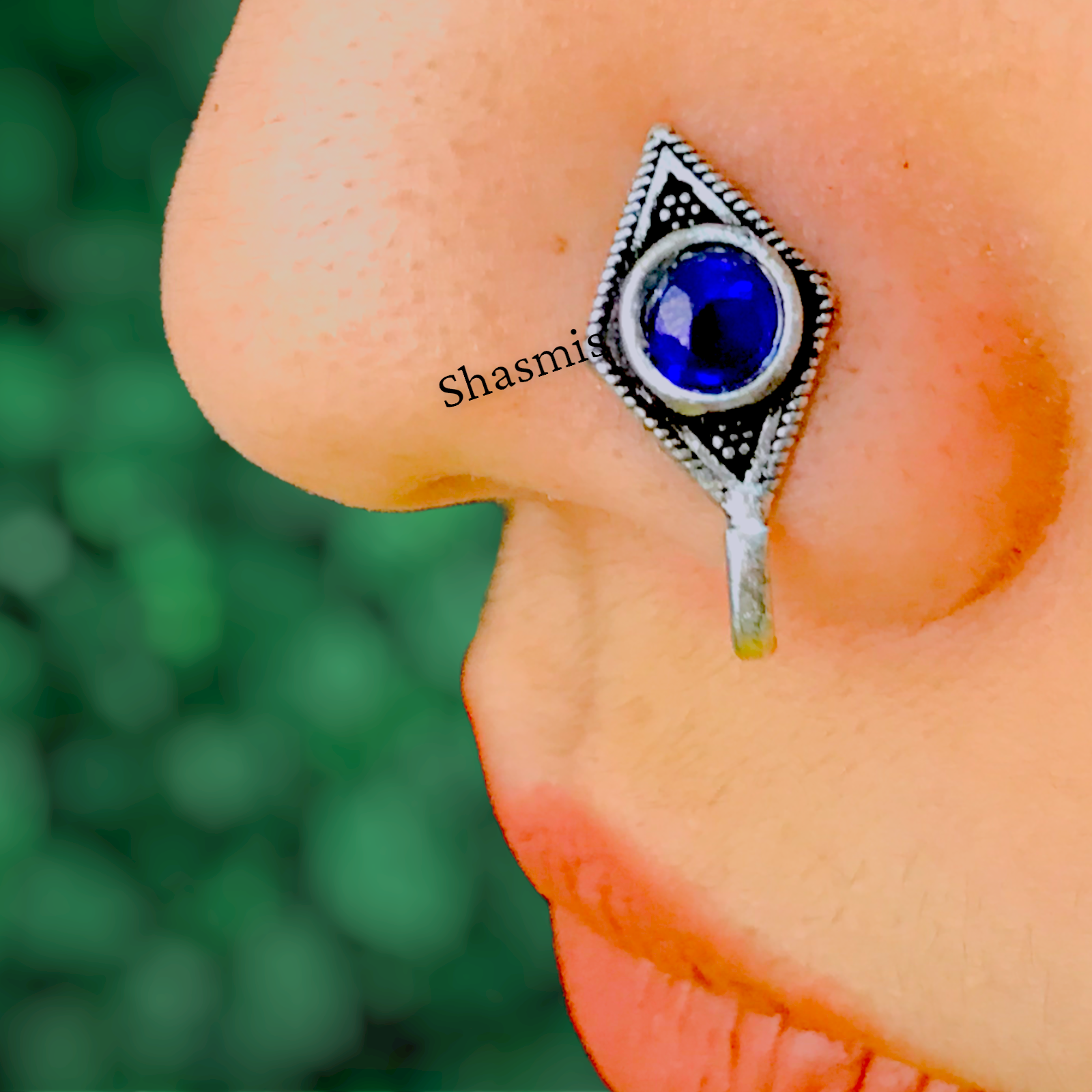 Blue stone nose pin discount
