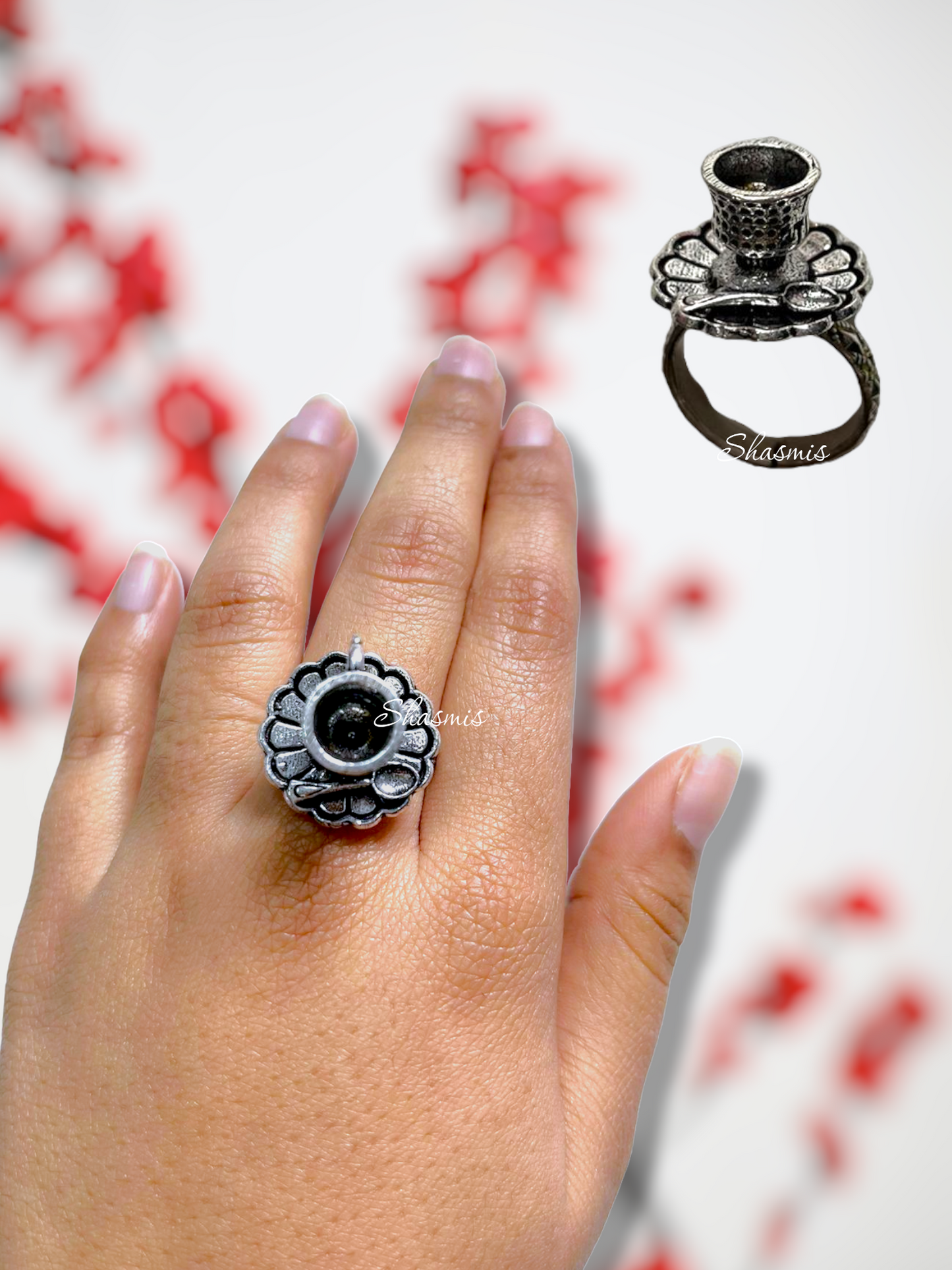 Cup and Spoon Design Silver Ring