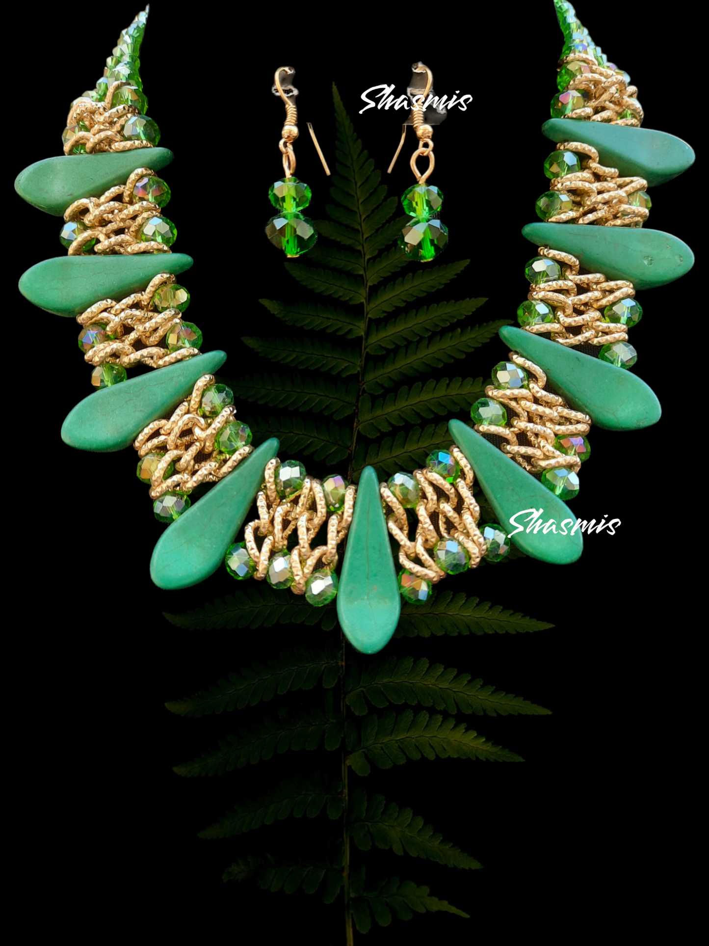 Green Color Stone Boho Jewllery