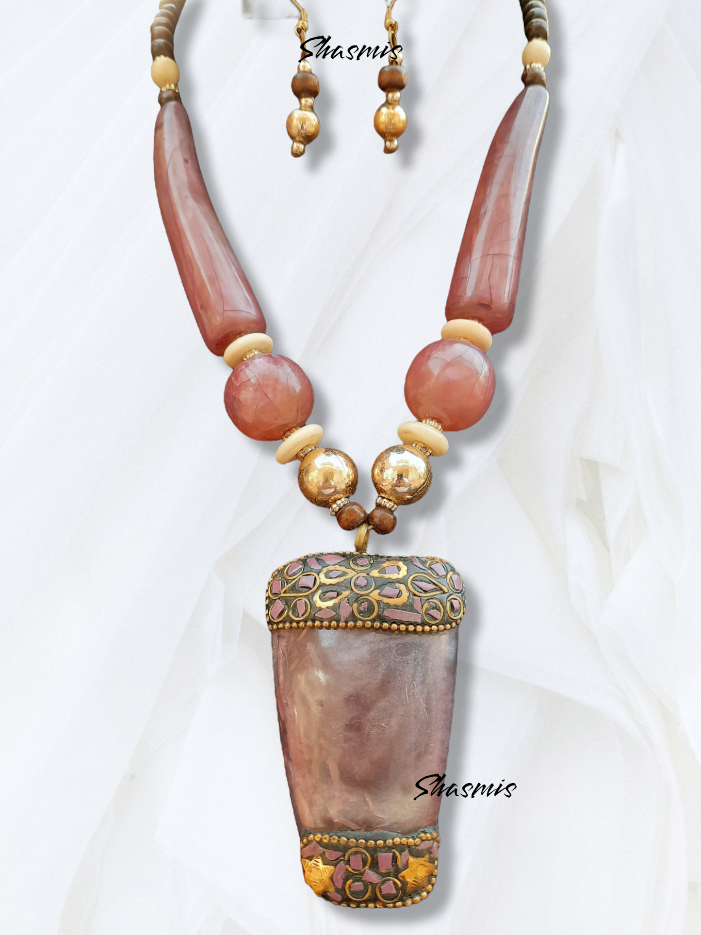 Tibetan Rehsein Stone Long Necklace