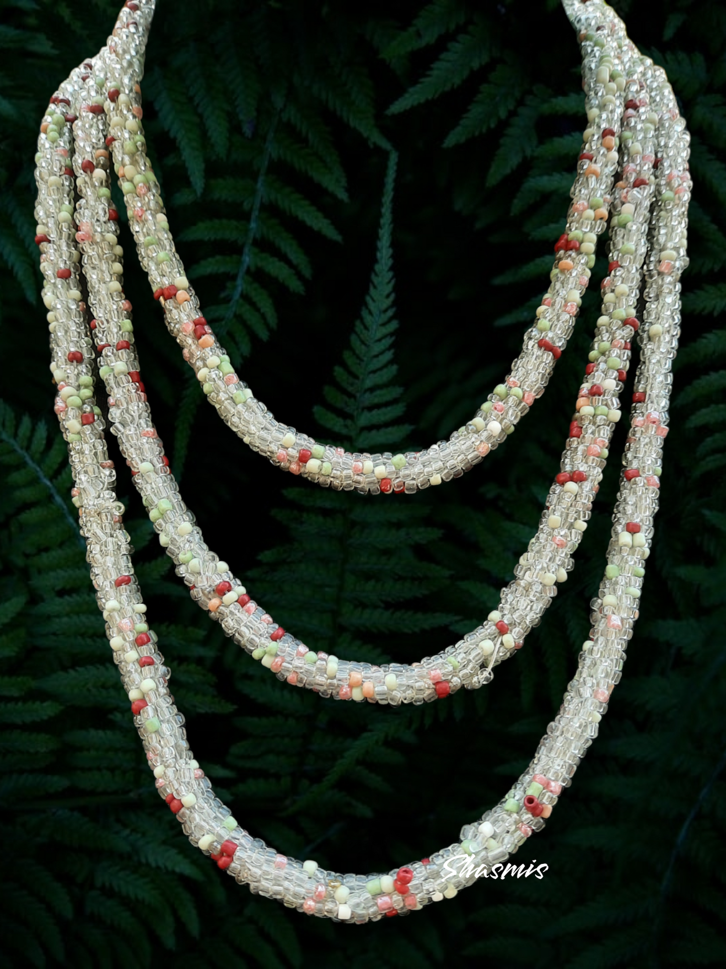 Three Layer Crystal Long Necklace