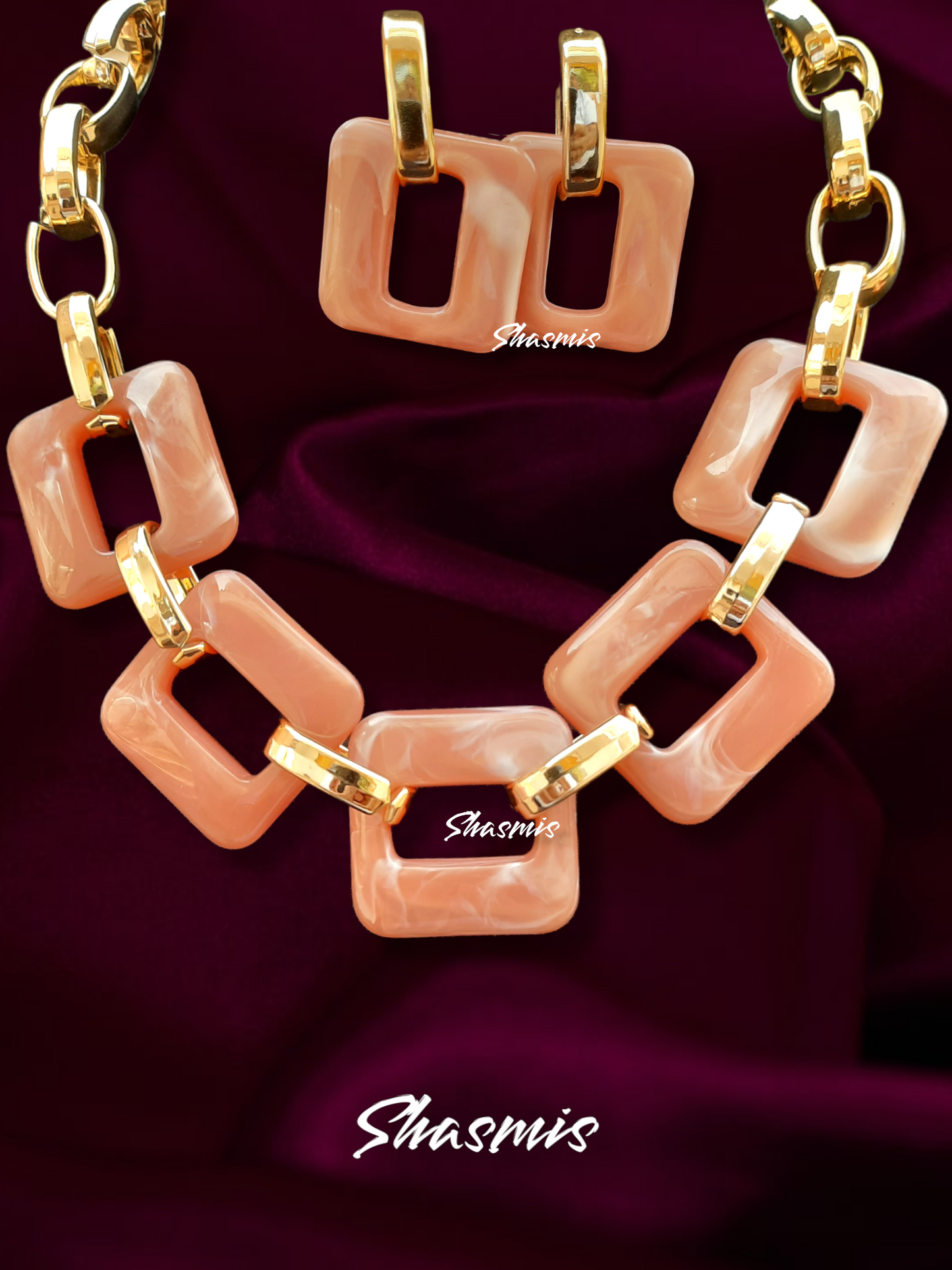 Brown Color Chain Fashion Necklace With Earrings