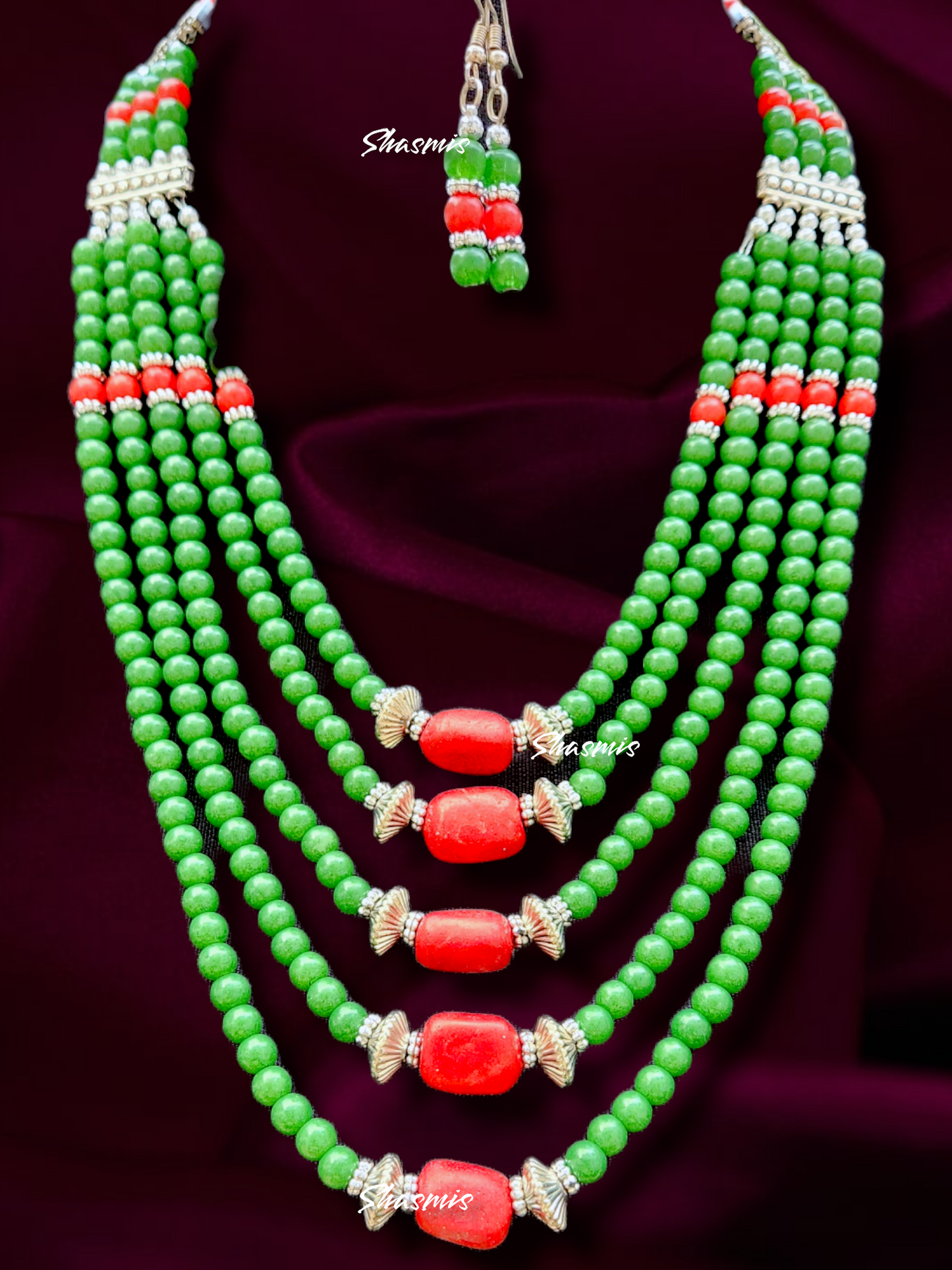 Long Layer Green Wooden Beads Tibetan Necklace