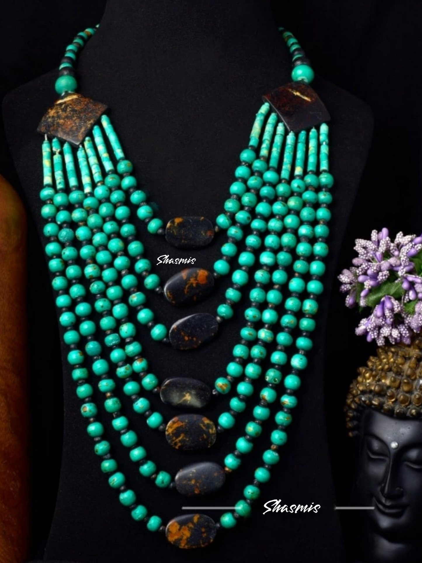 Long Layer Wooden Beads Tibetan Necklace