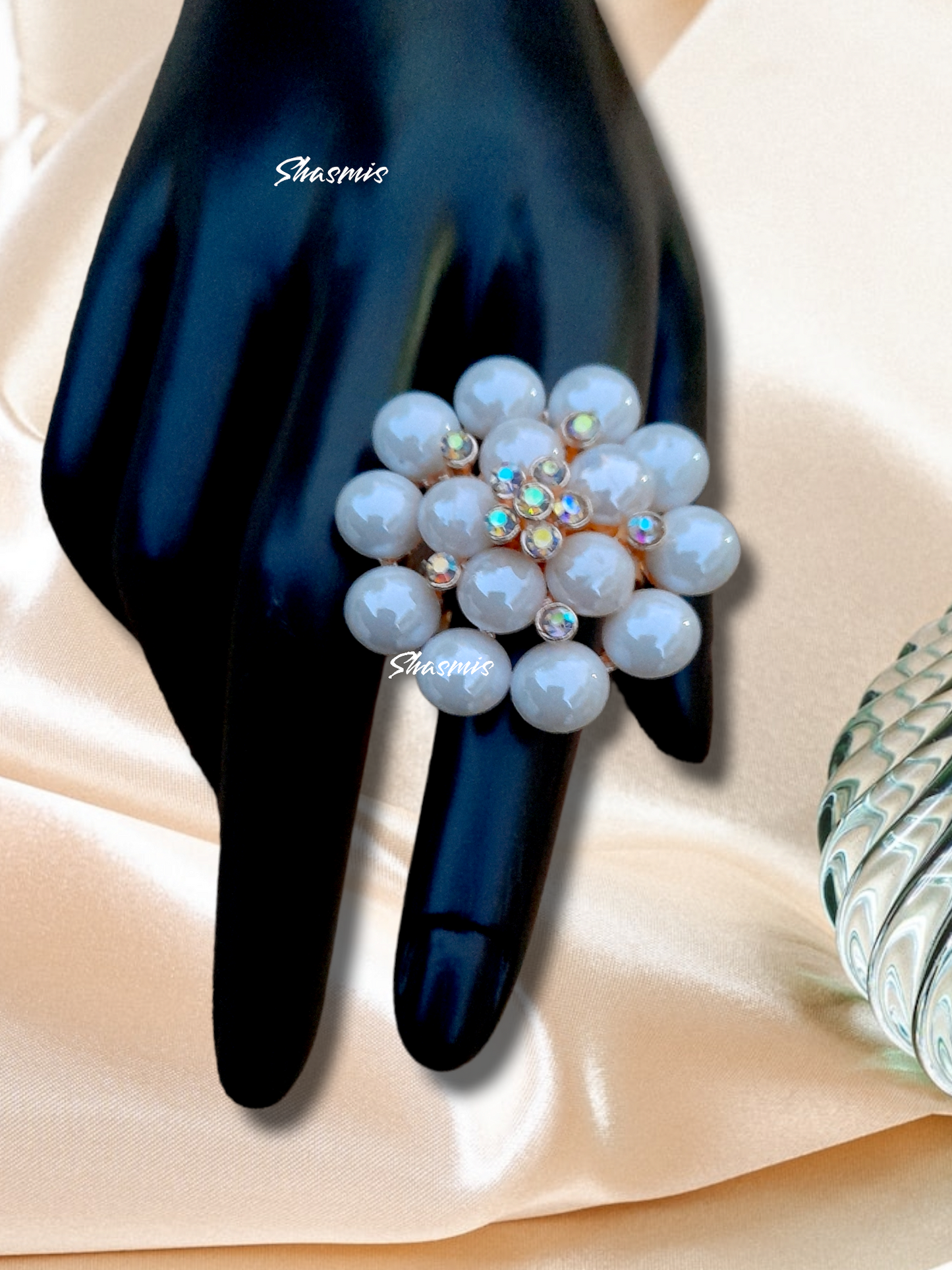 Shining Half Pearls Rose Gold Ring