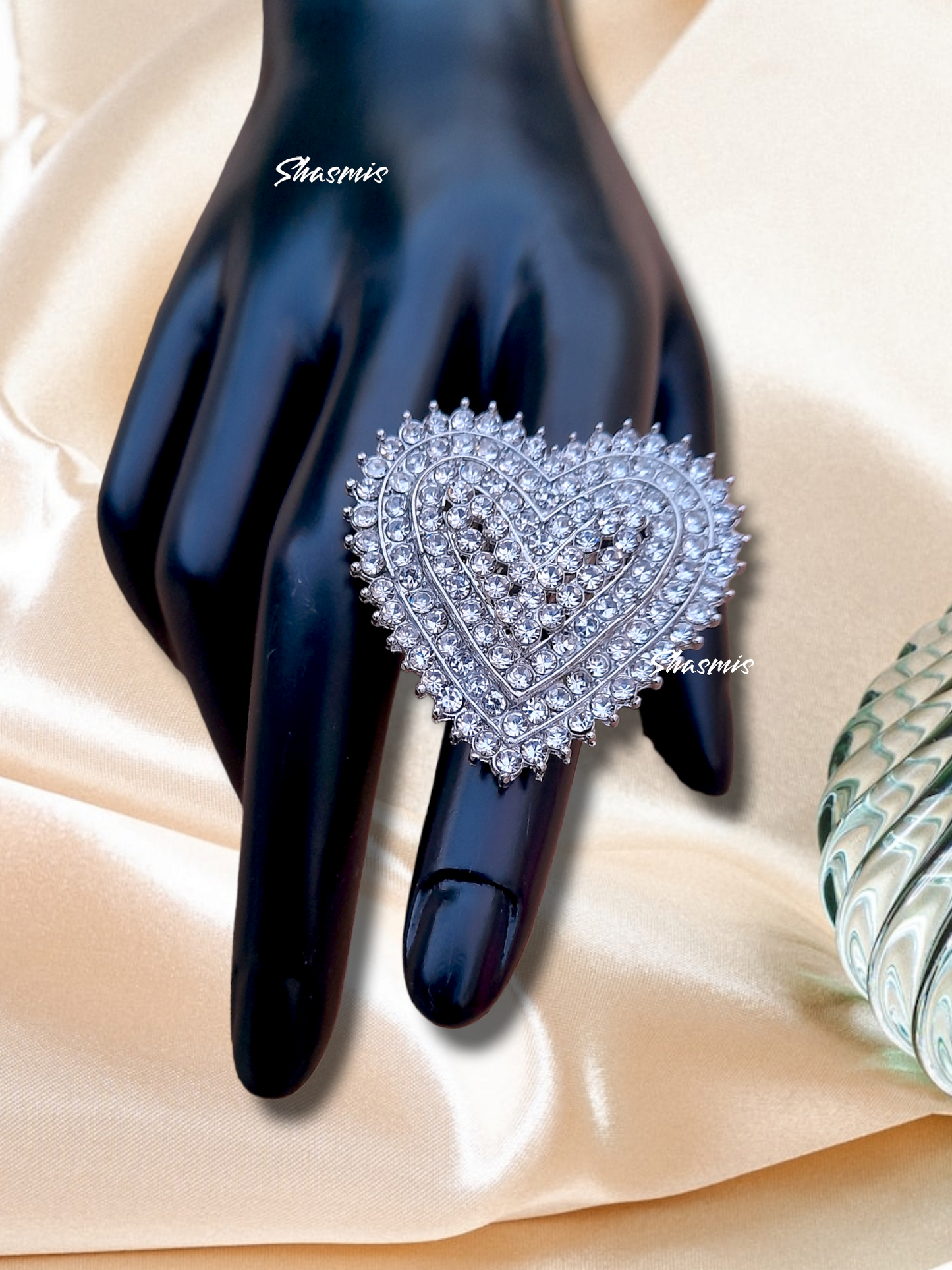 Heart Shape With Rheinstone Silver Fashion Ring