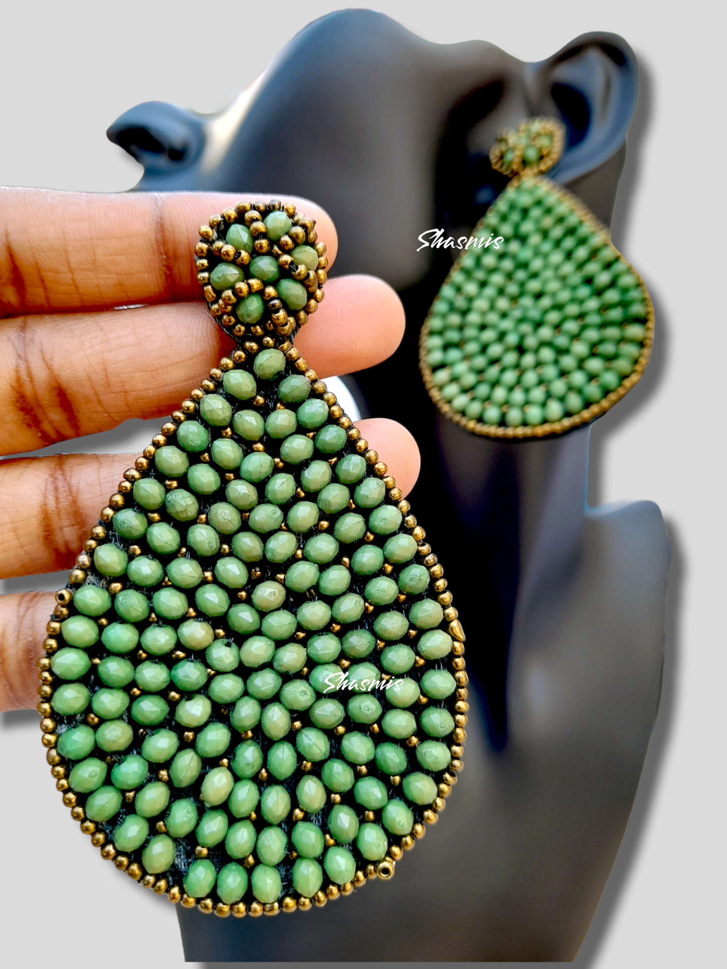 Green Beads Boho Fashion Earrings