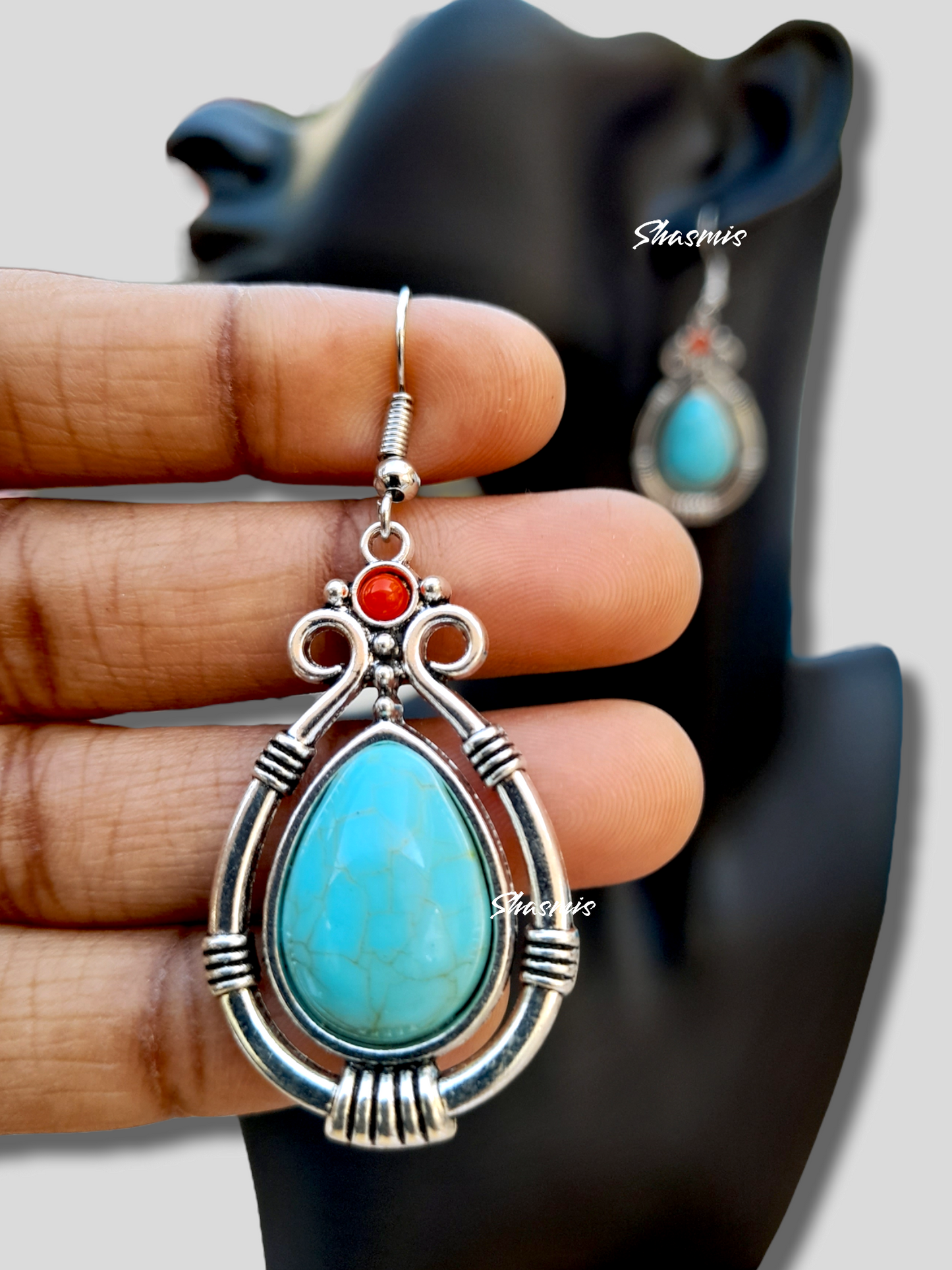 Blue Stone Drop Fashion Earrings