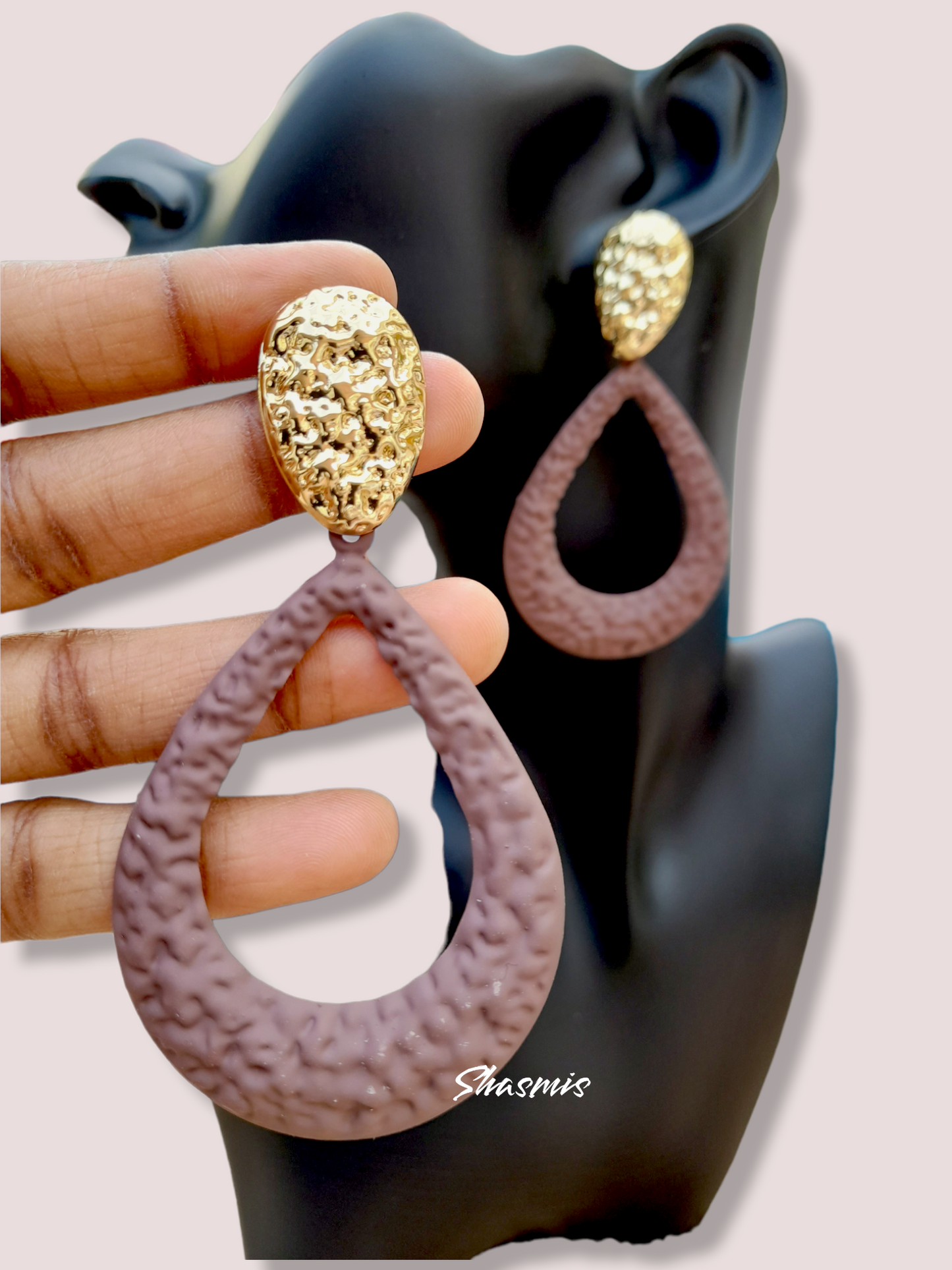 Long Golden Plated Tear Drop Design Earrings