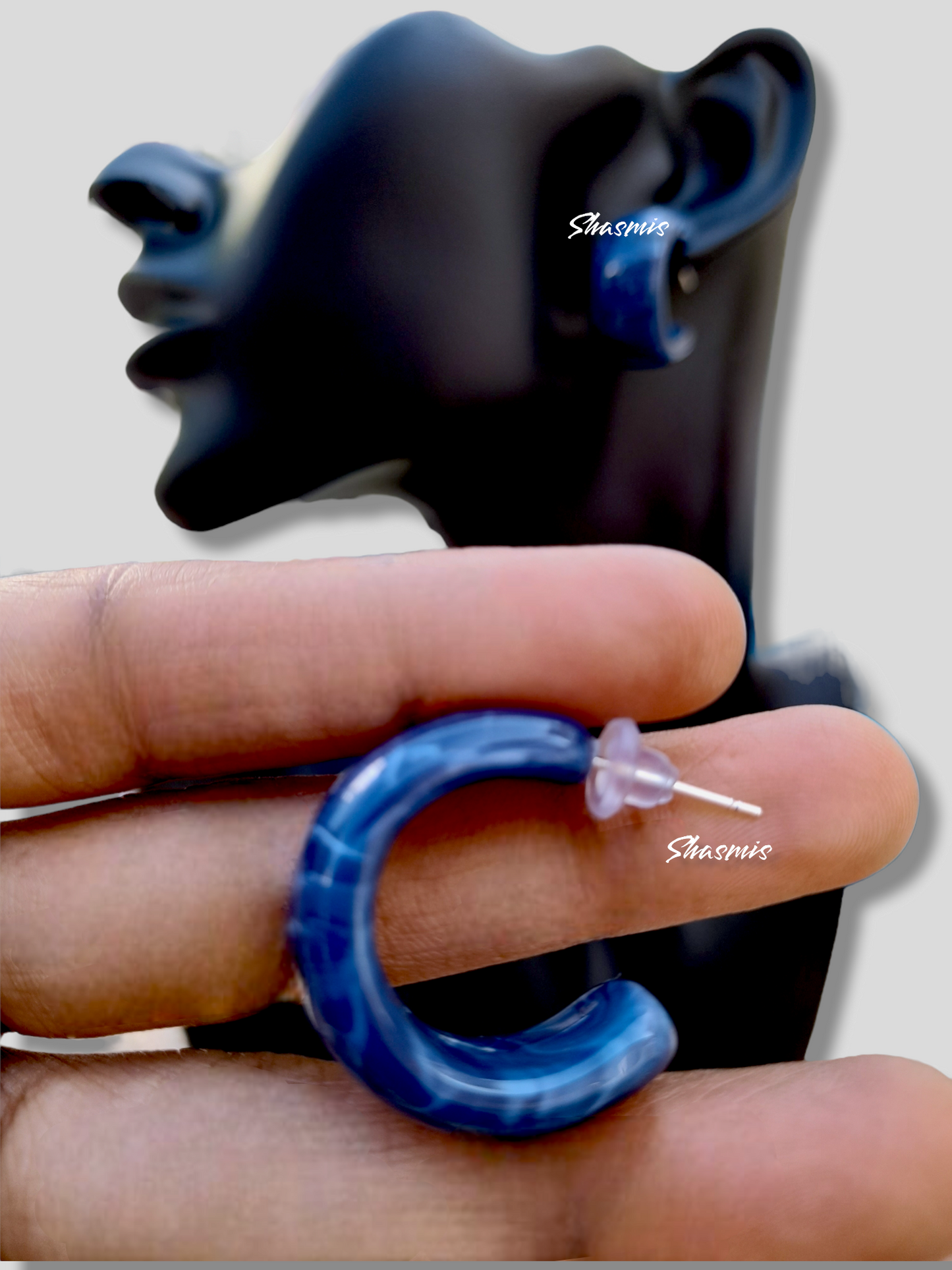 Blue Color Small Hoop Earrings
