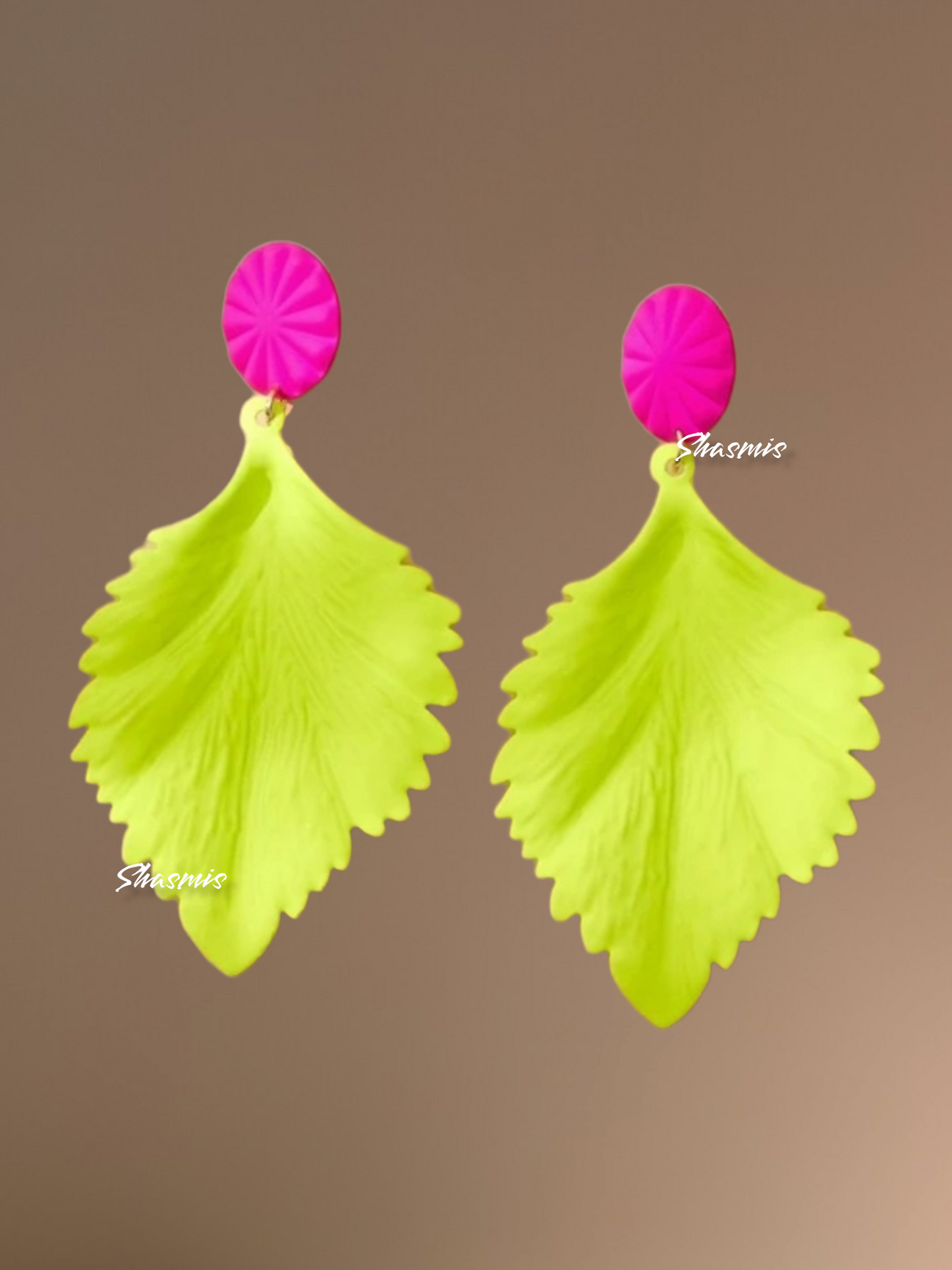 Neon Color Leaf Fashion Earrings