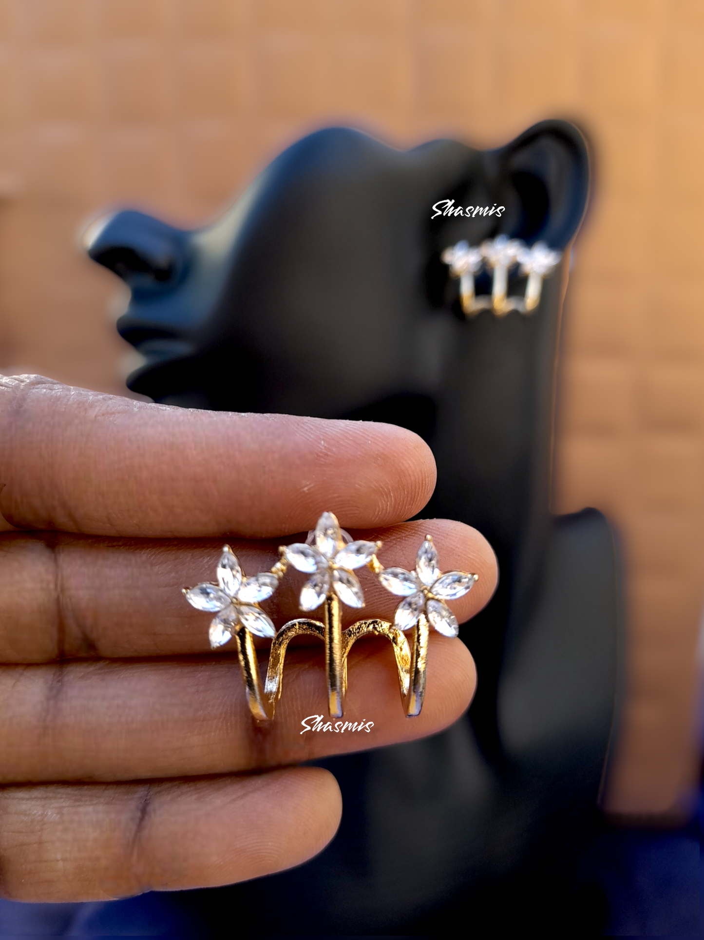 Small Flower Gold Plated Ear Cuff