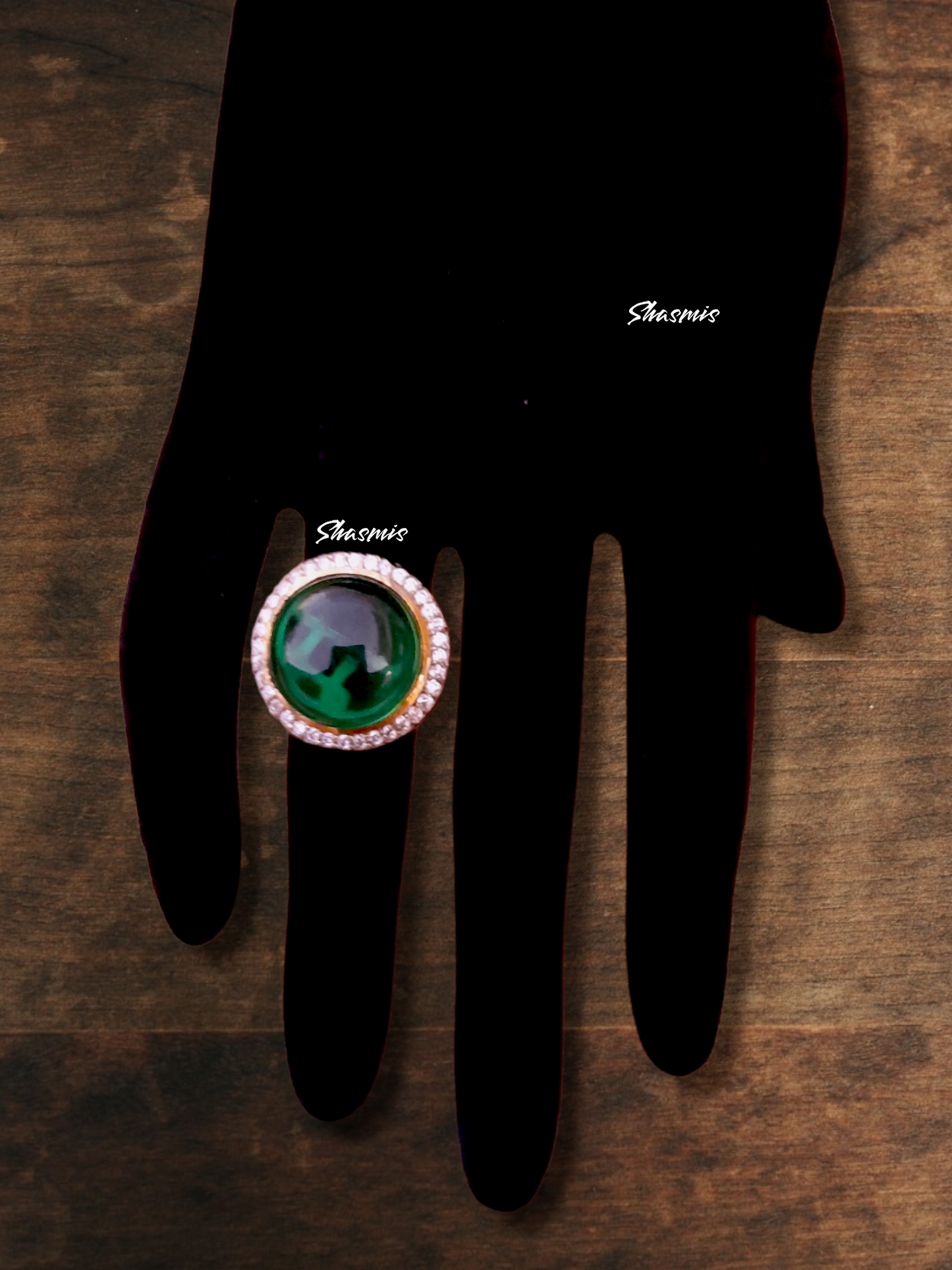 Green Color Stone Diamond Ring