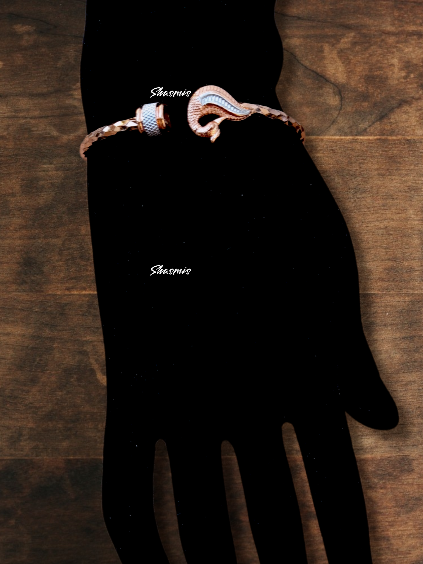 Double Rose Gold Off Cuff Bracelets, Pair
