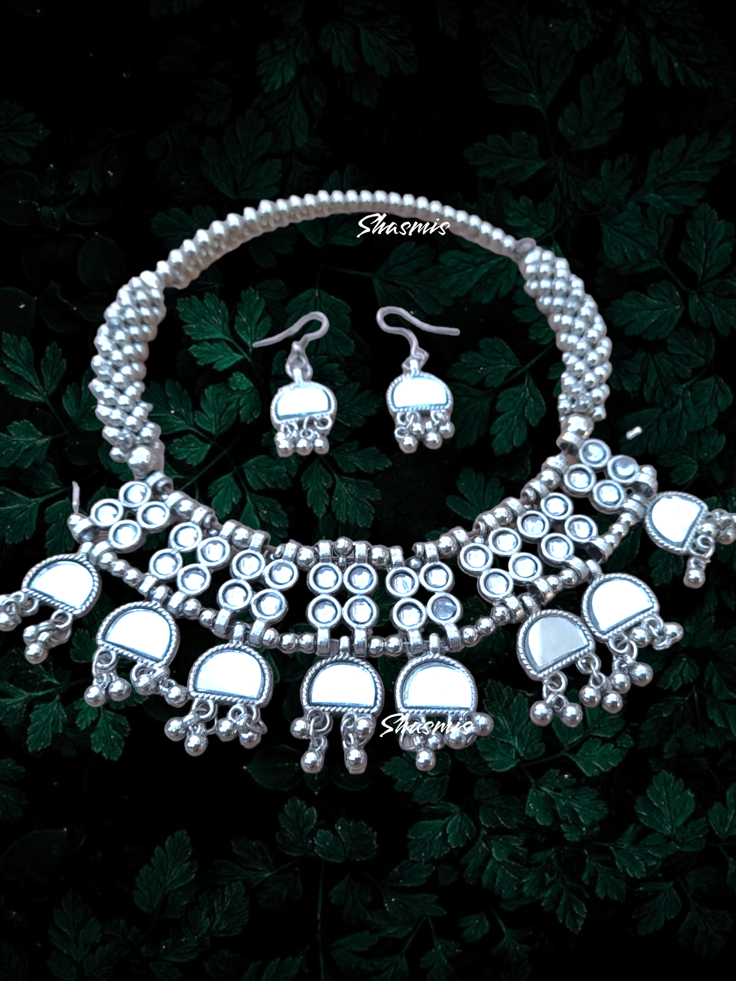 Mirror On Drop Silver Necklace