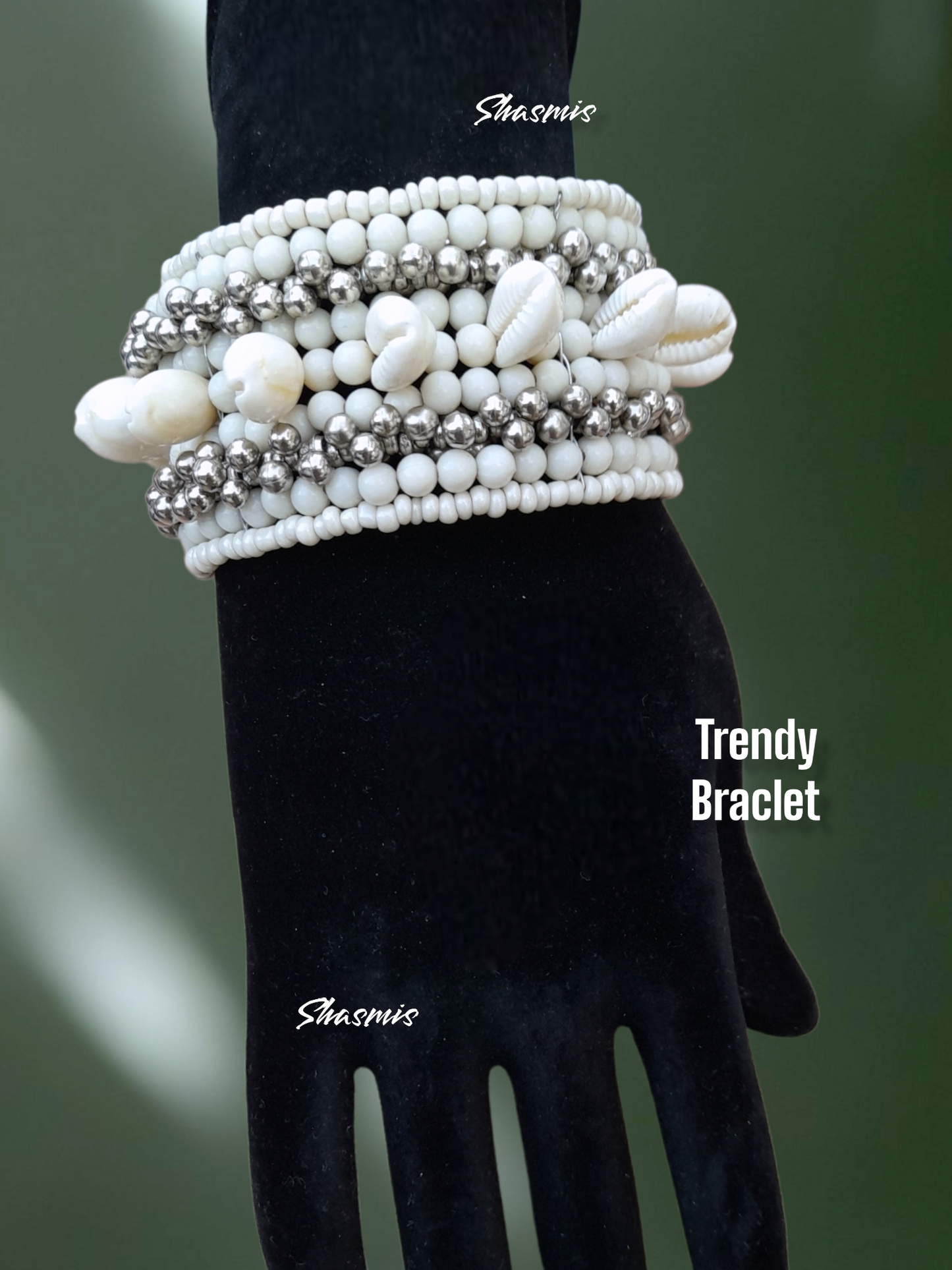 White Beads Kaudi and Silver Bracelets