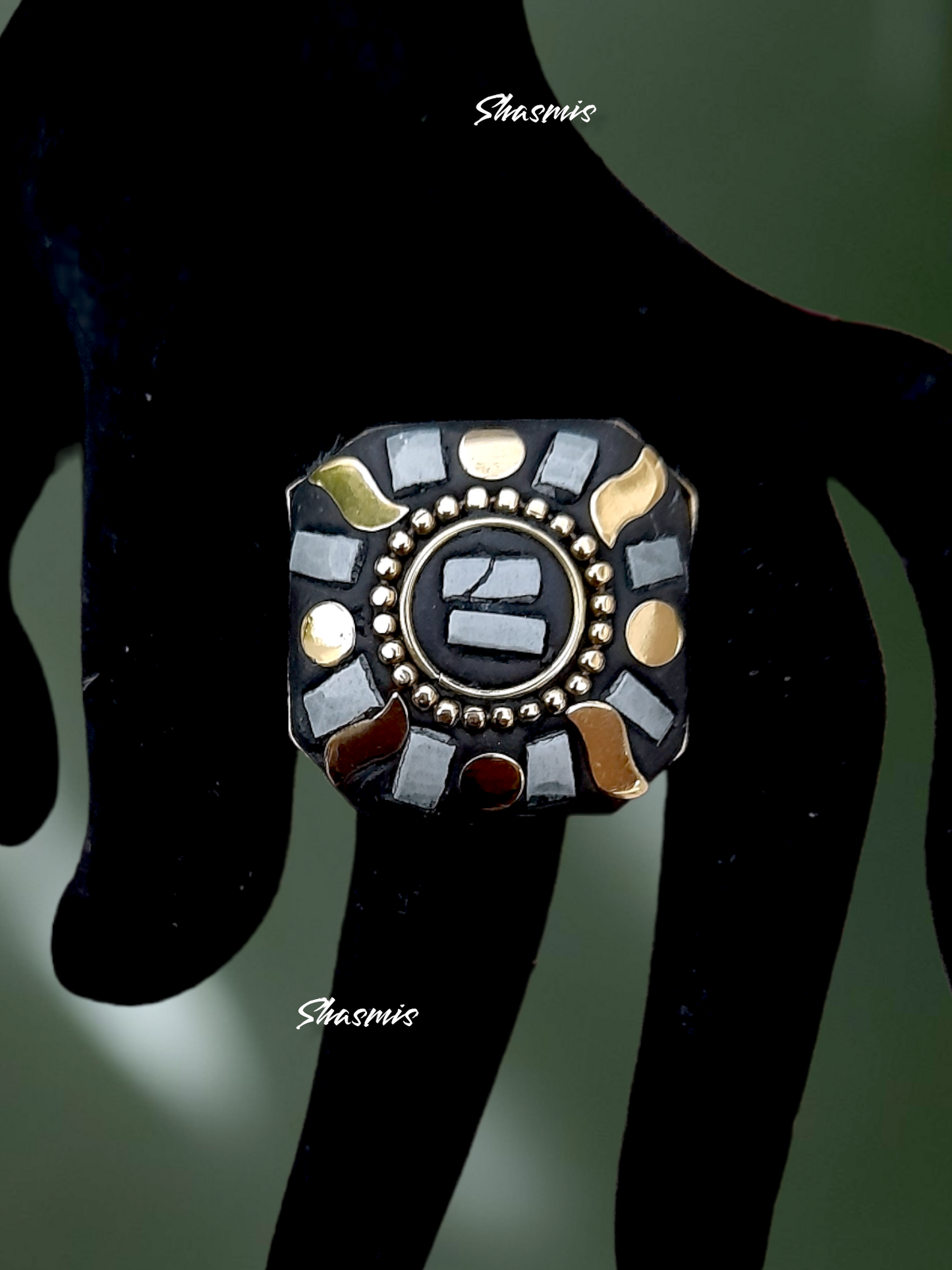 White And Golden Stones Gold Plated Ring