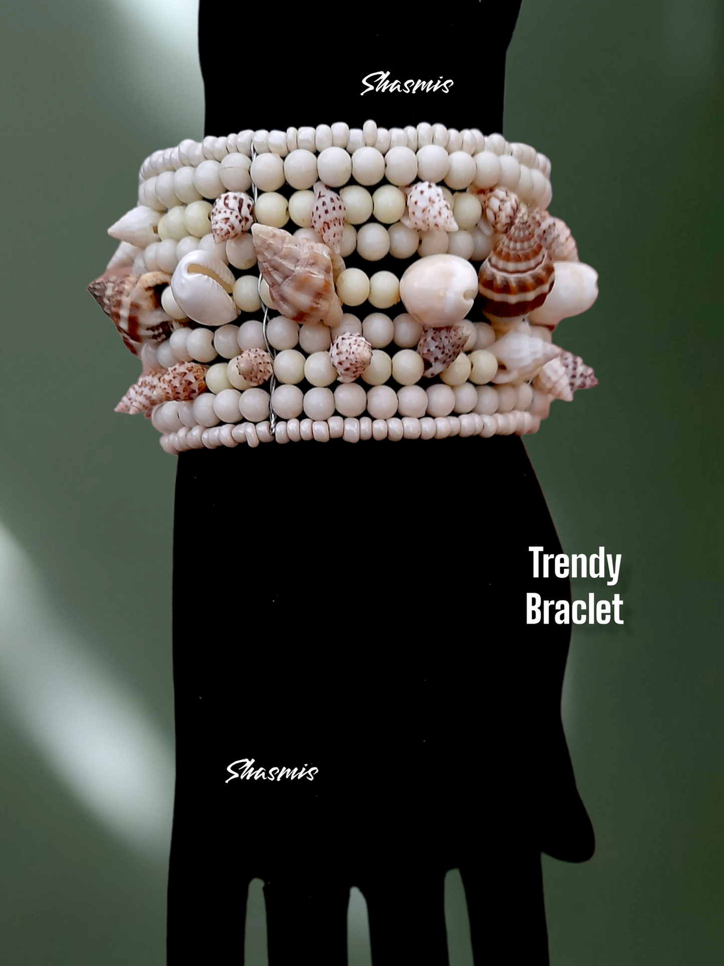 Seashell and White Beads Bracelets