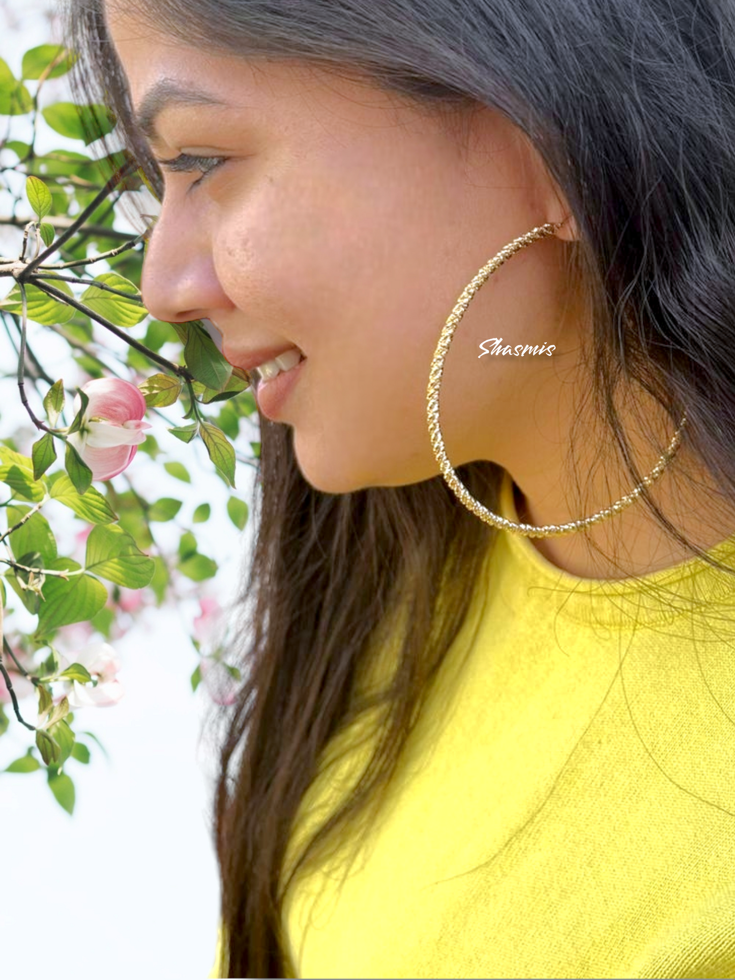 Gold Plated Chain Design Big Hoop Earrings