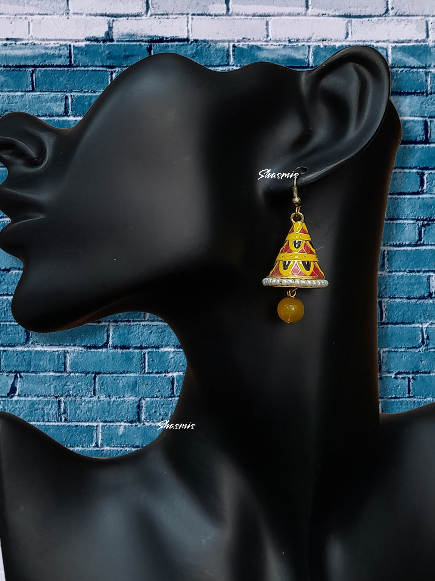Yellow Color Cone Design Earrings