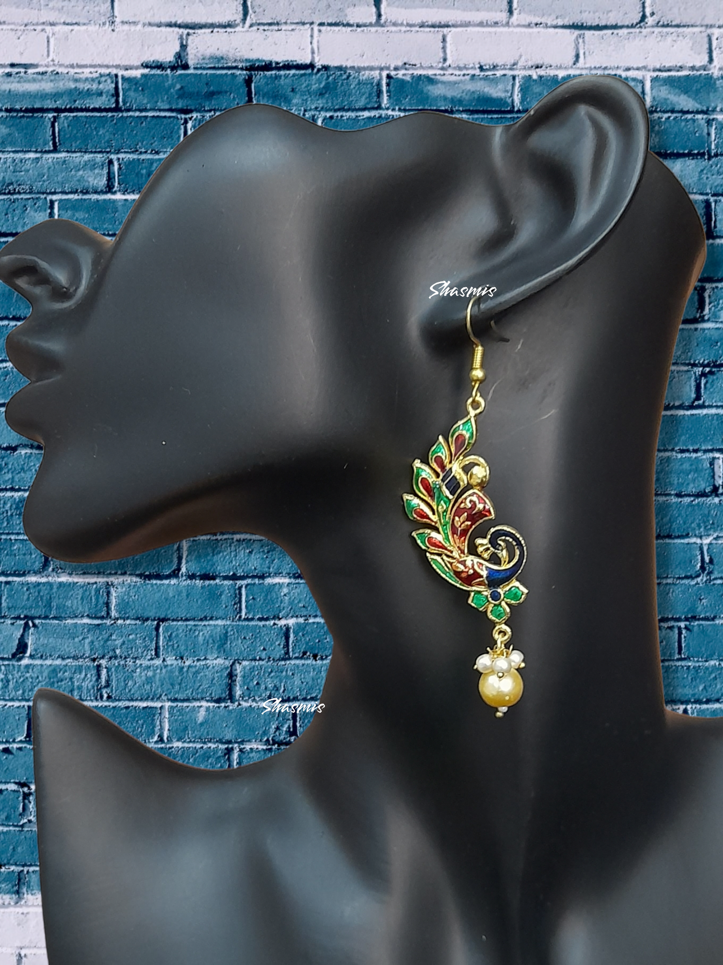 Long Peacock Design Earrings
