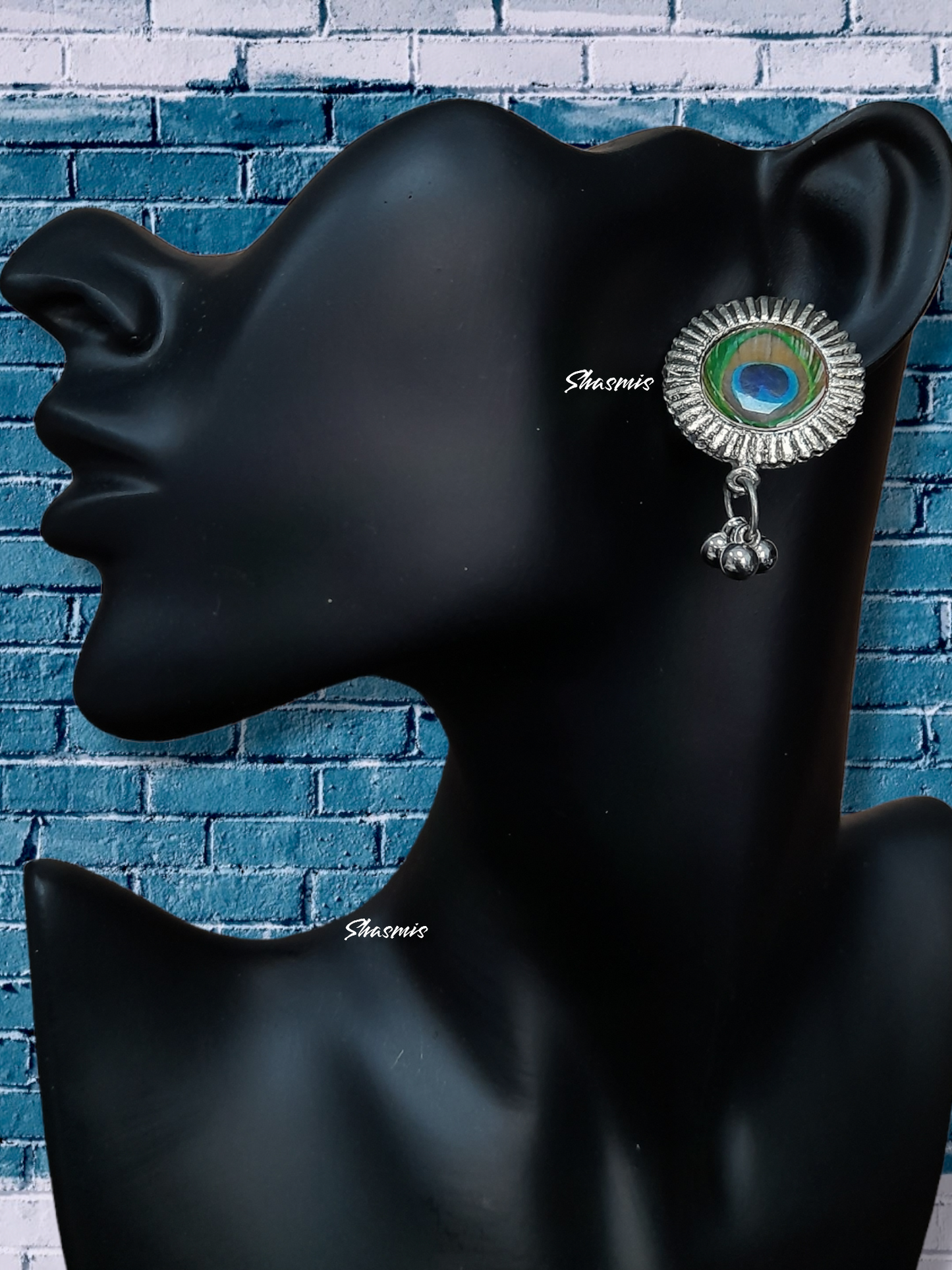 Peacock Design Silver With Ghungroo Earrings