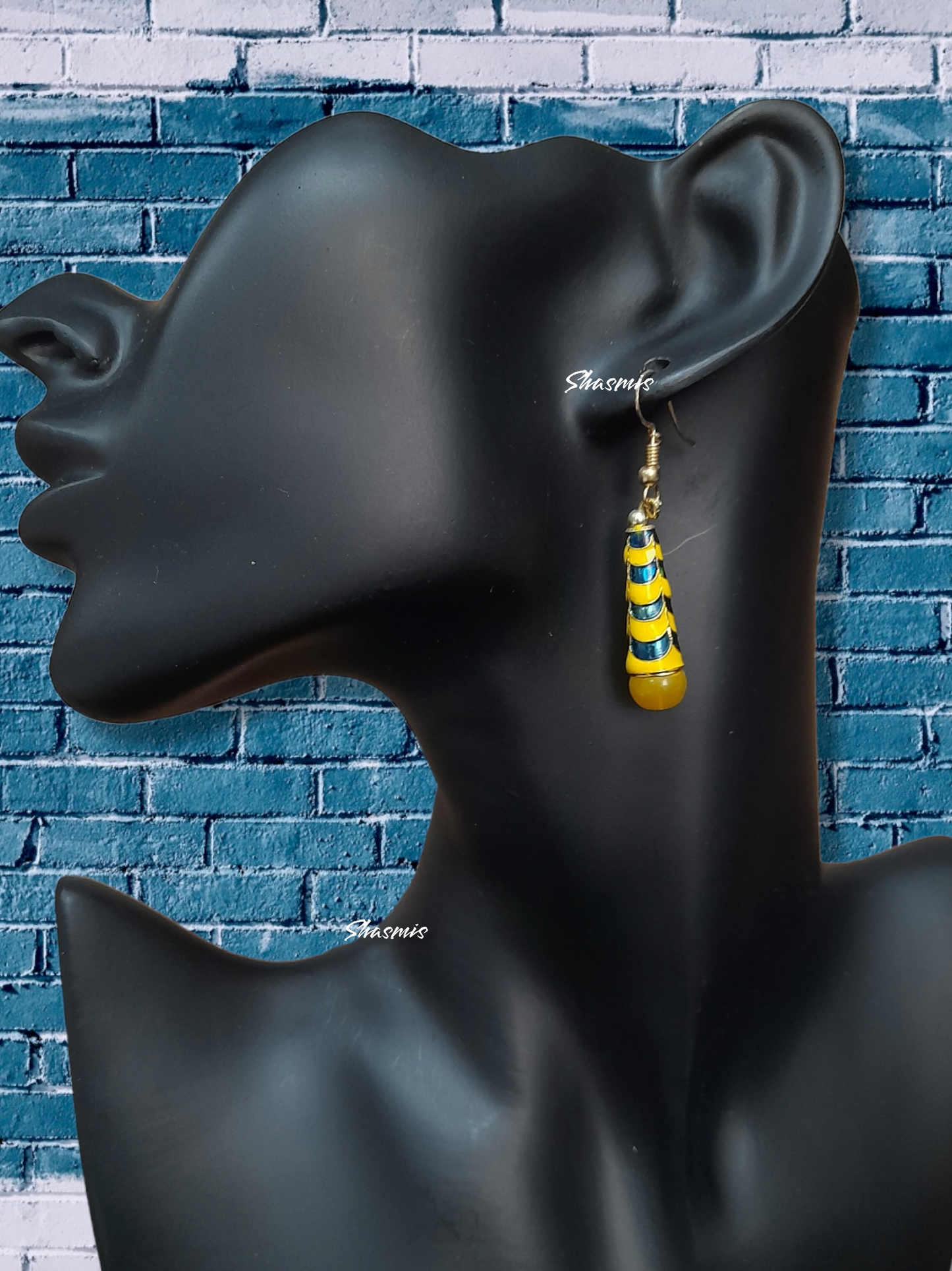 Yellow and Green Cone design Earrings