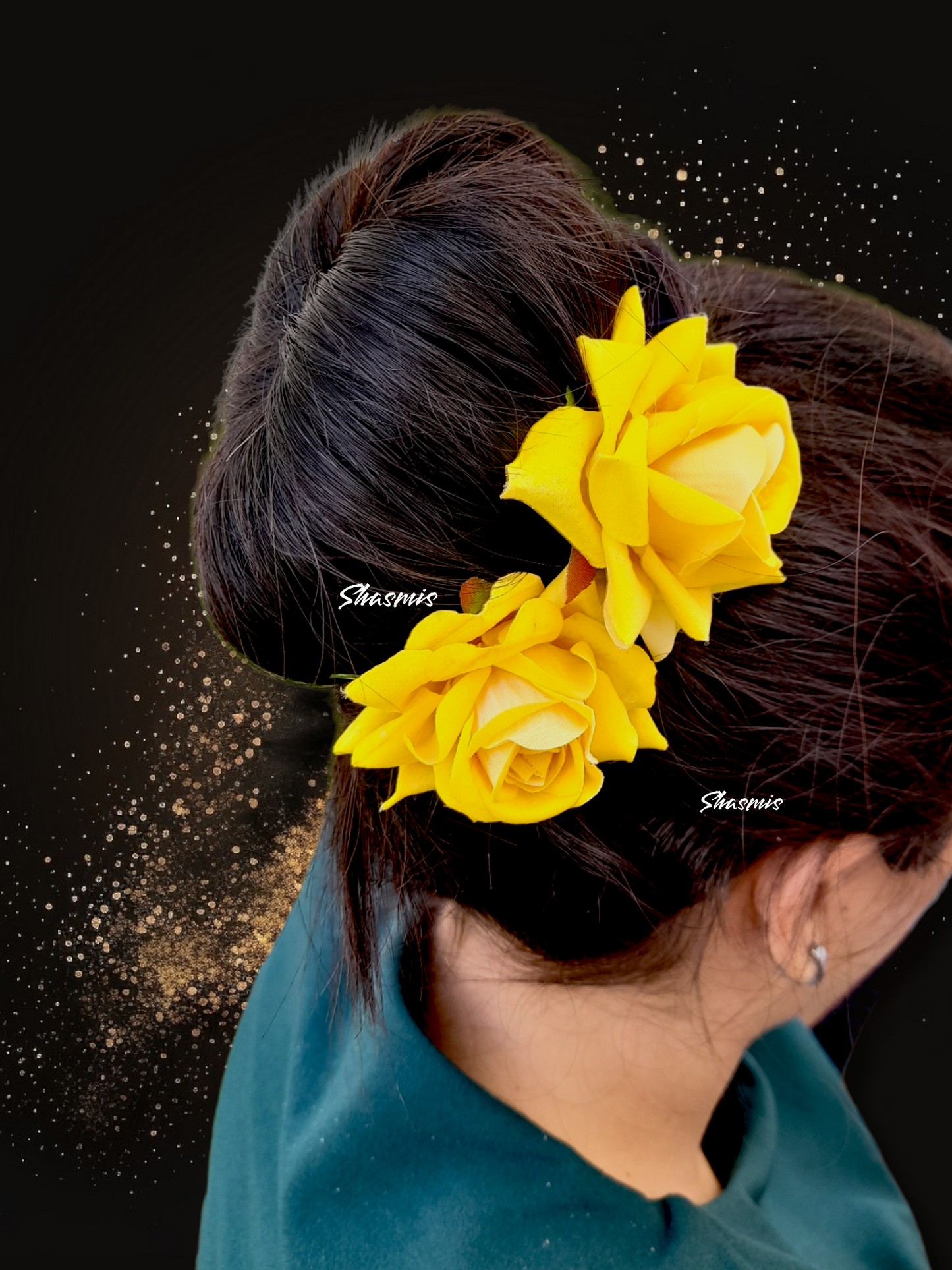 Yellow Artificial Rose Flower Hair Pin