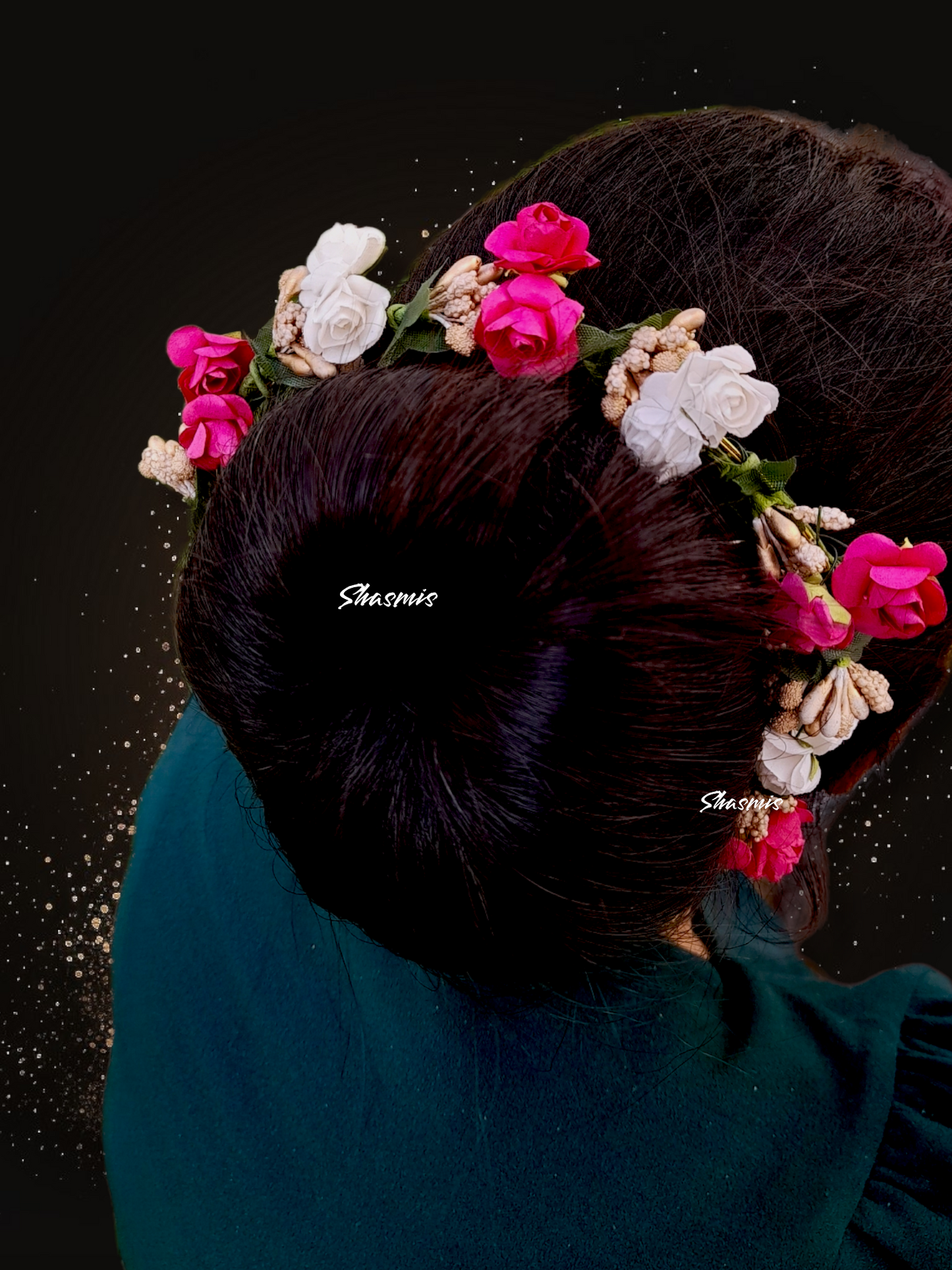 Pink and White Artificial Flower Hair Pin