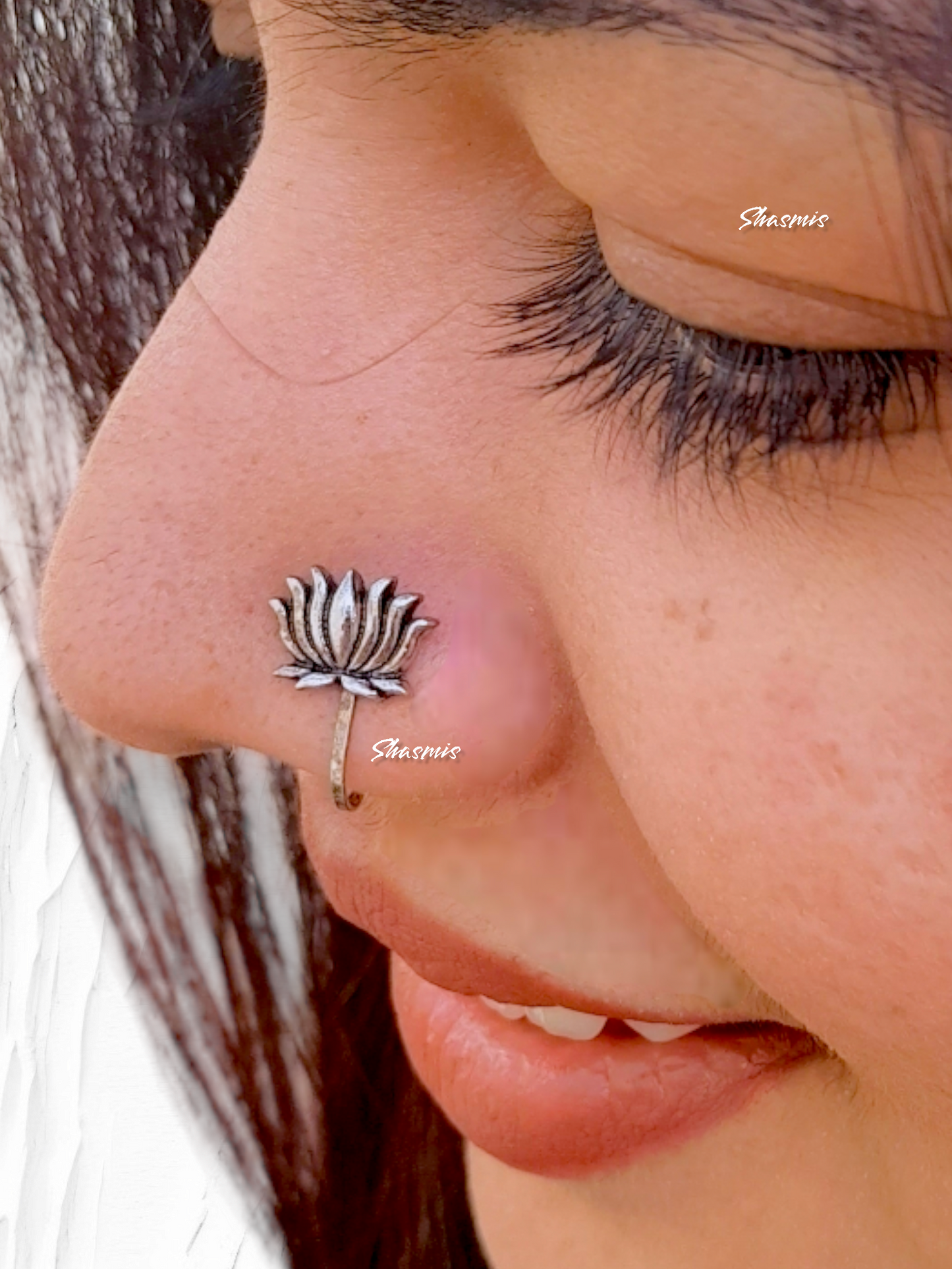 Lotus Design Silver Oxidised Nosepin