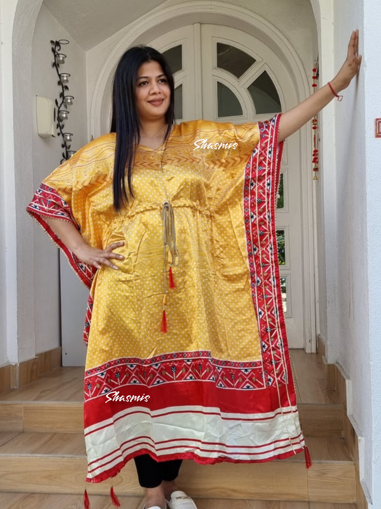Yellow Color Printed Kaftan