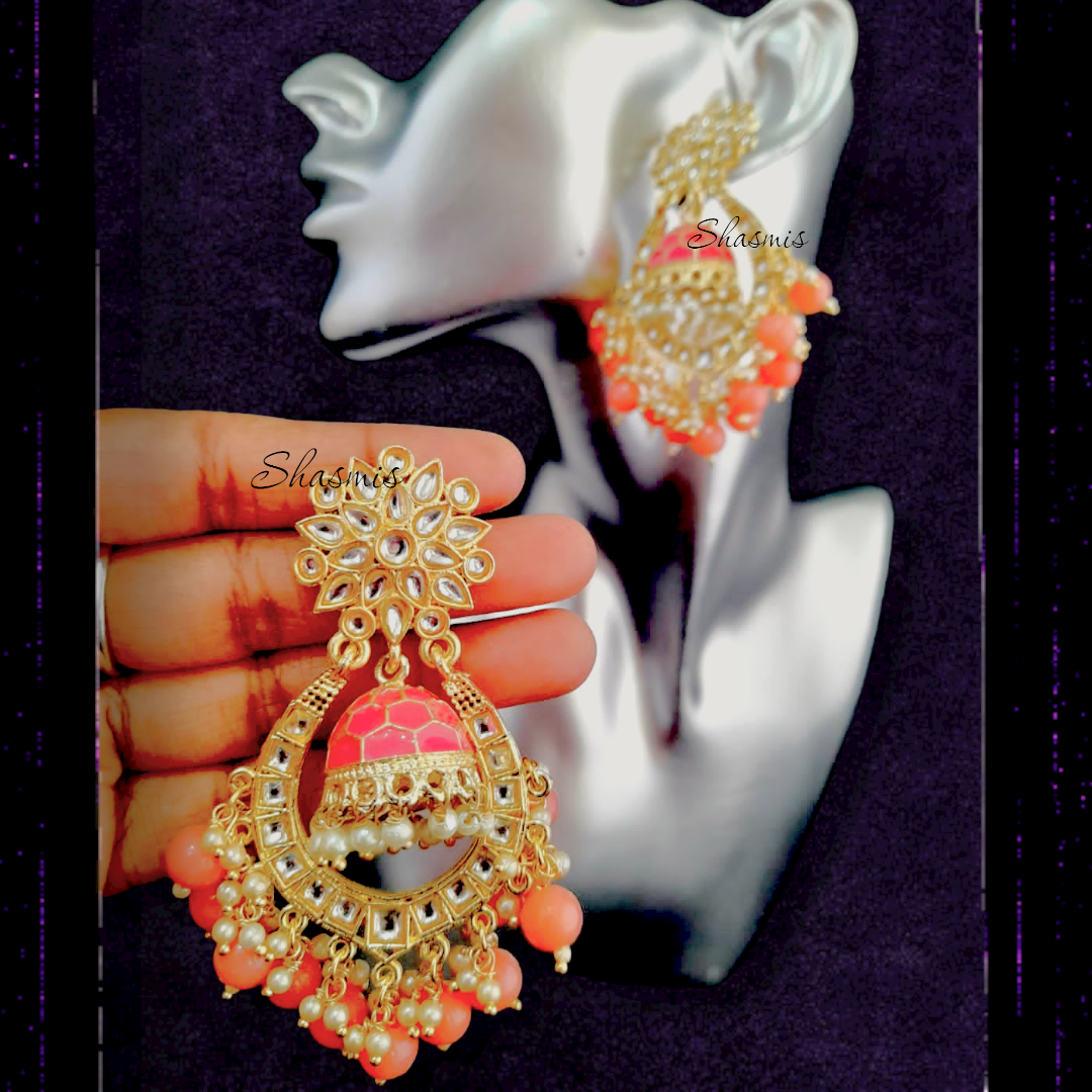 Baby Pink Meenakari Earrings