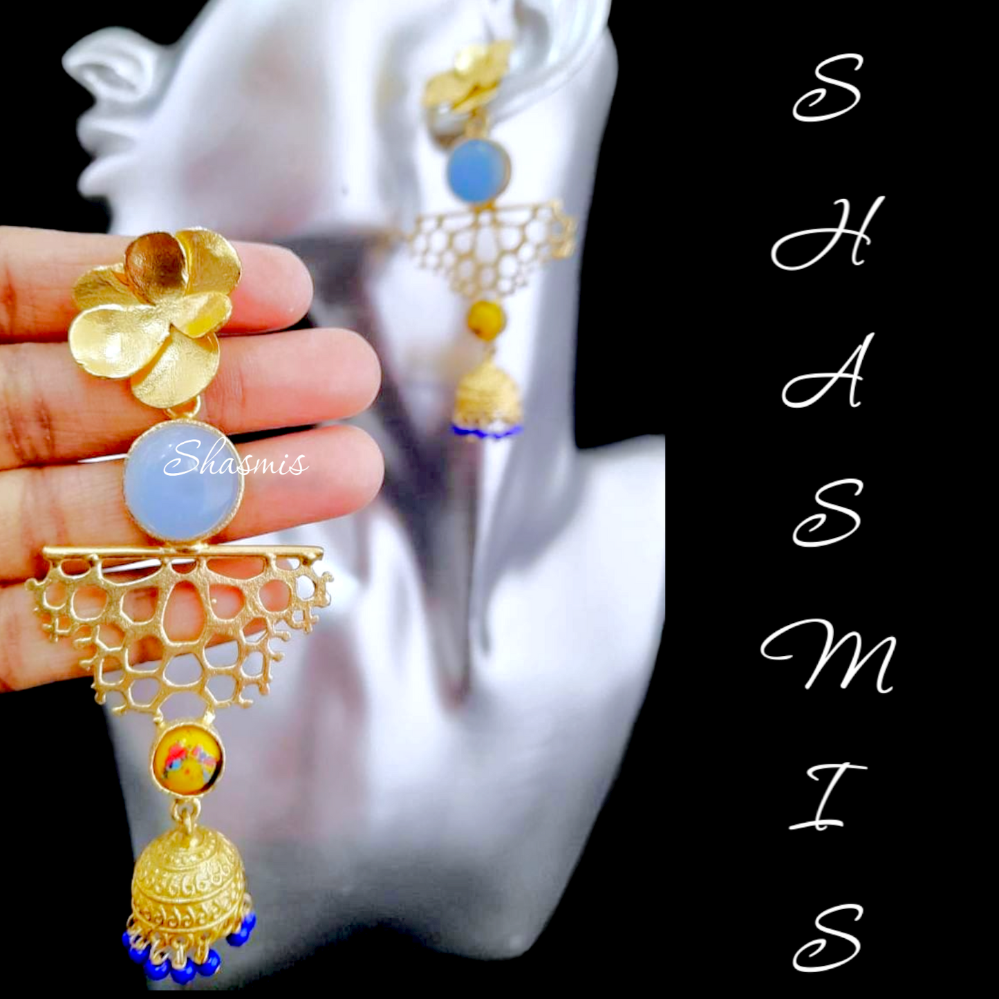 Light Blue Stone Drop Earrings