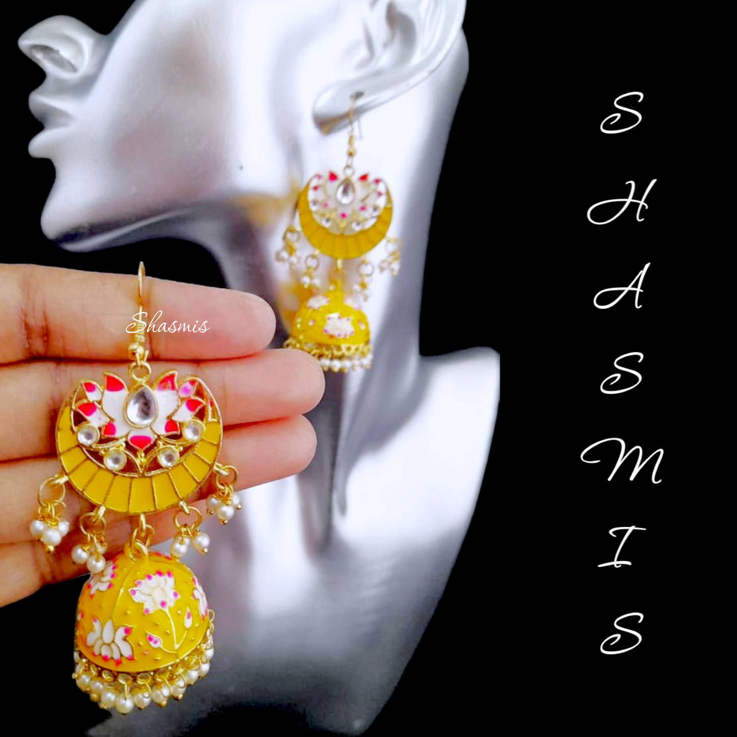 Yellow Lotus Jhumka Earrings
