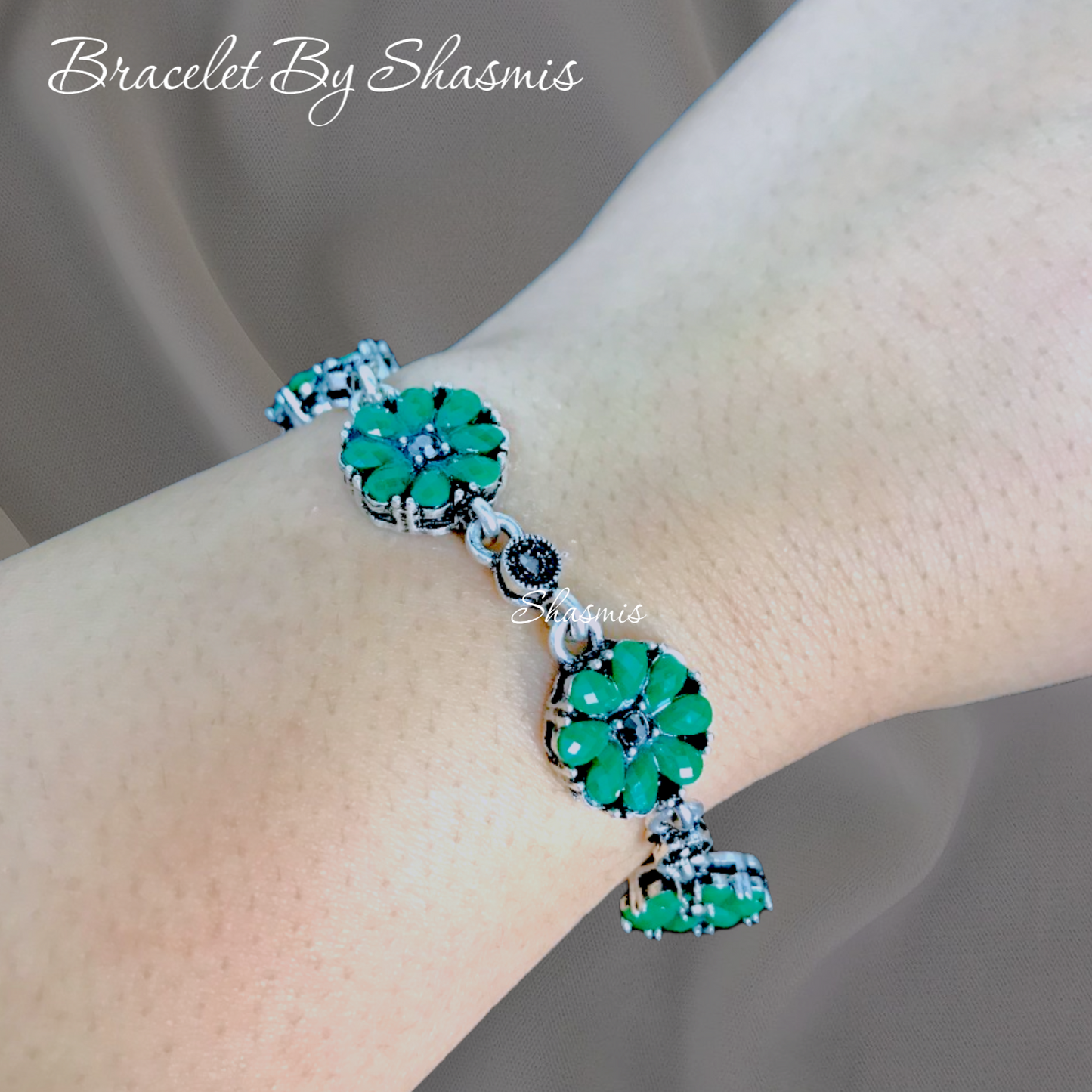 Emerald Flower Design Bracelets
