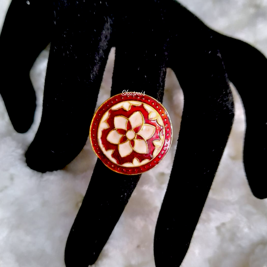 Big Flower Meenakari Ring