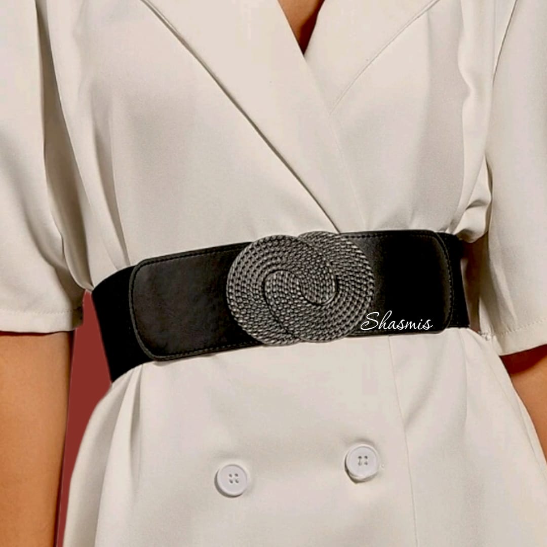 Black Metal Stretchable Belt