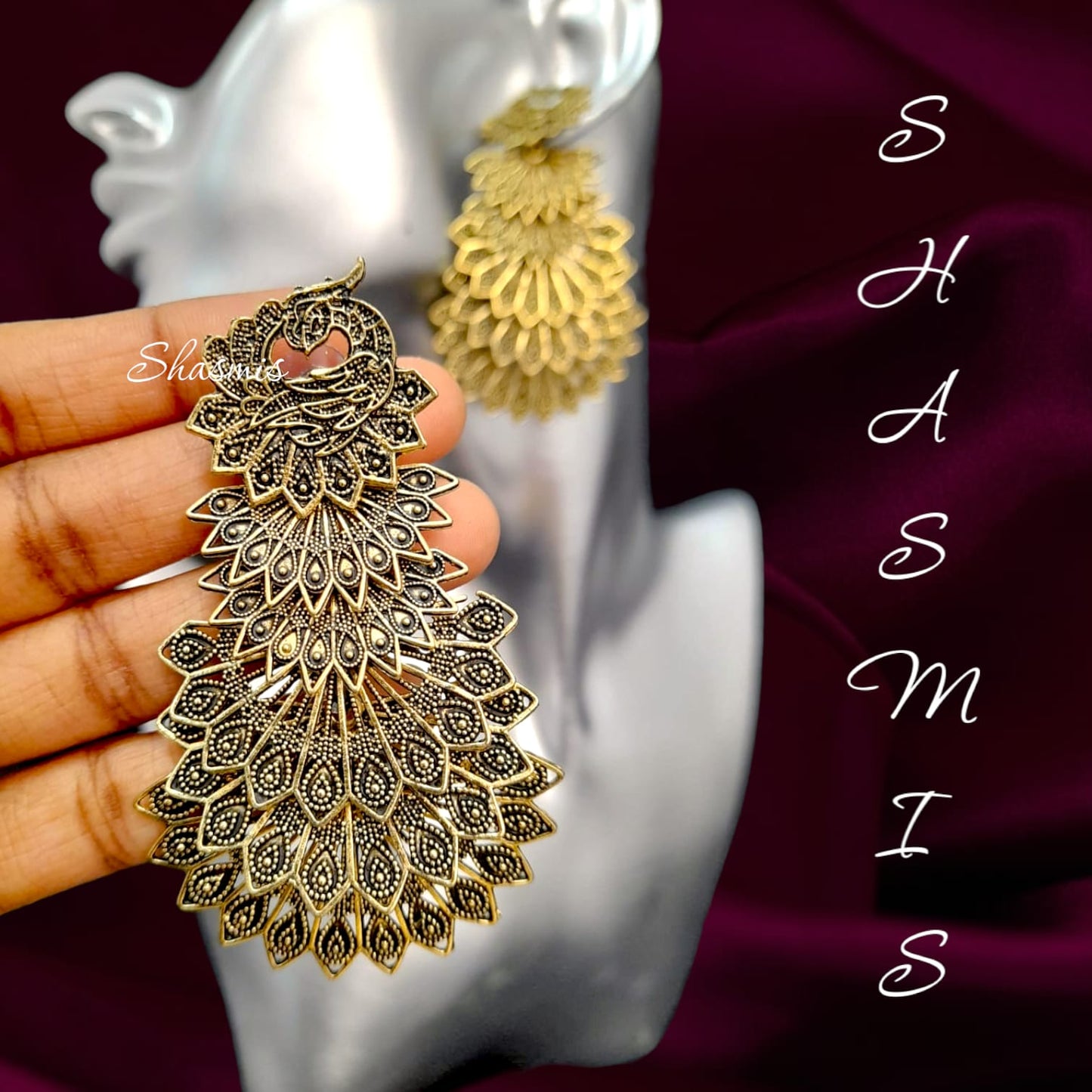 Peacock Layer Gold Earrings
