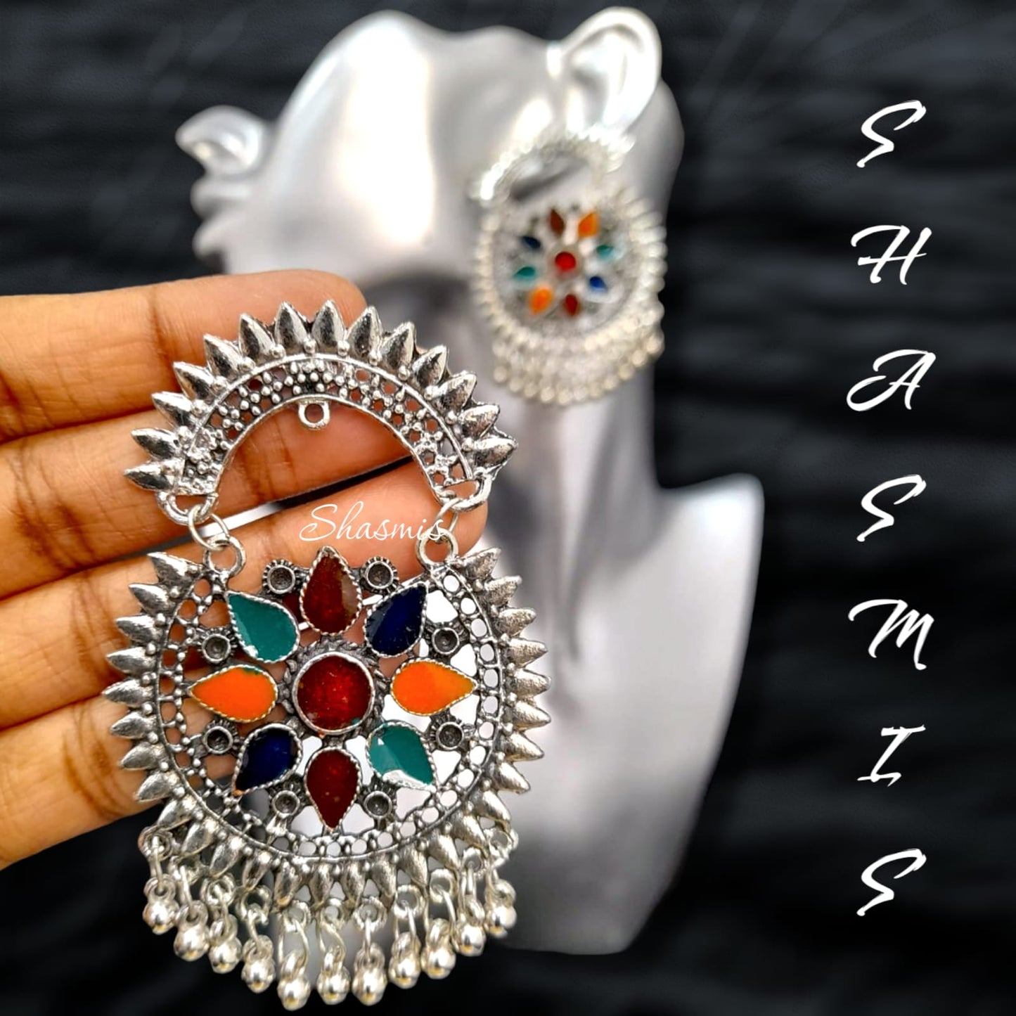 Chandbali Oxidised Earrings