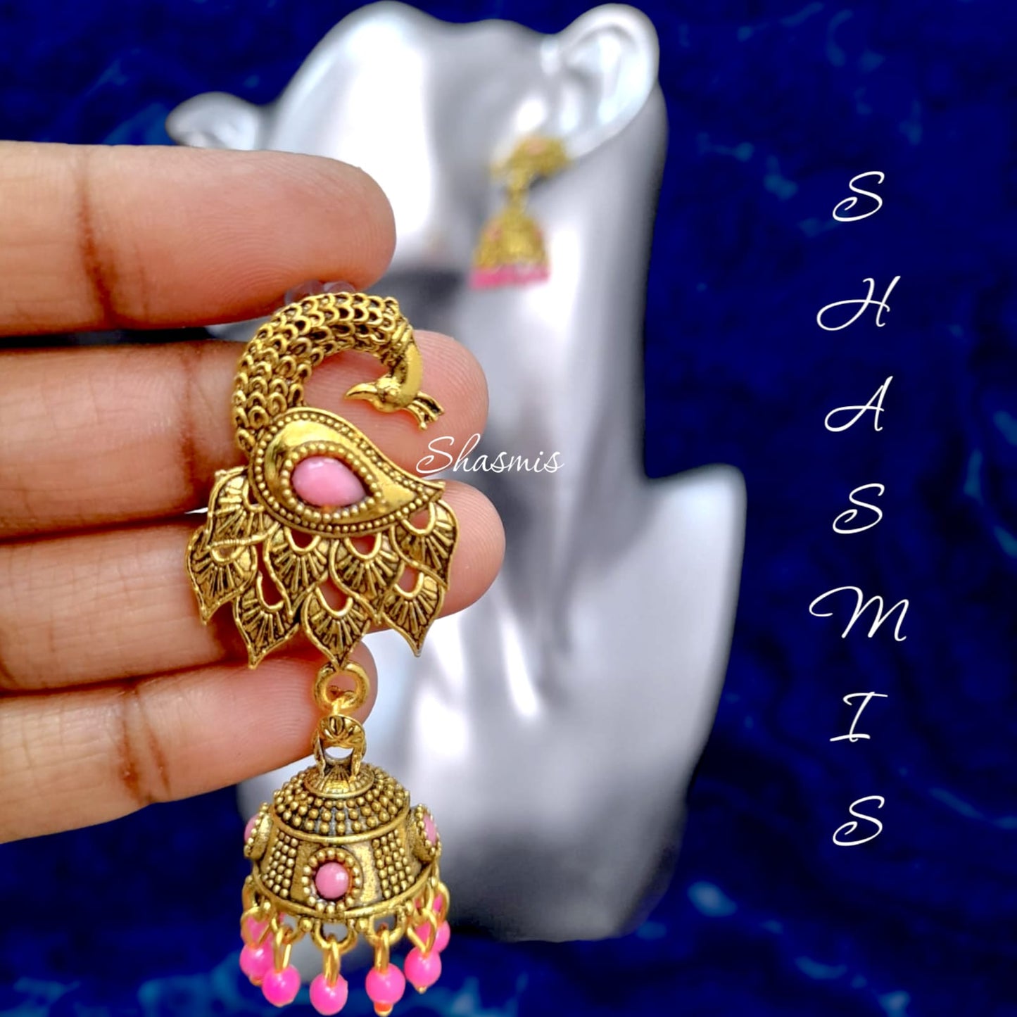 Colour Peacock Golden Plated Earrings