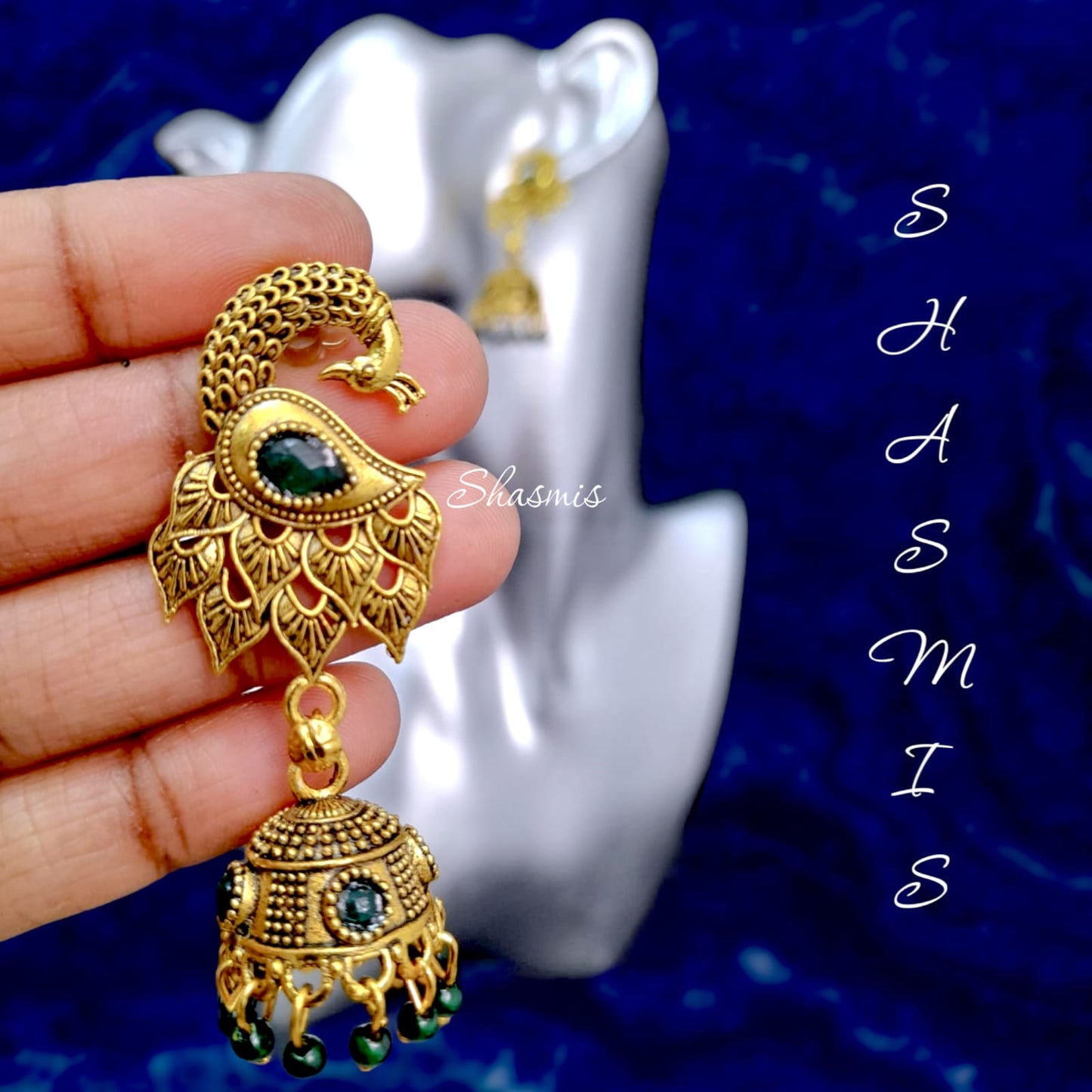 Colour Peacock Golden Plated Earrings