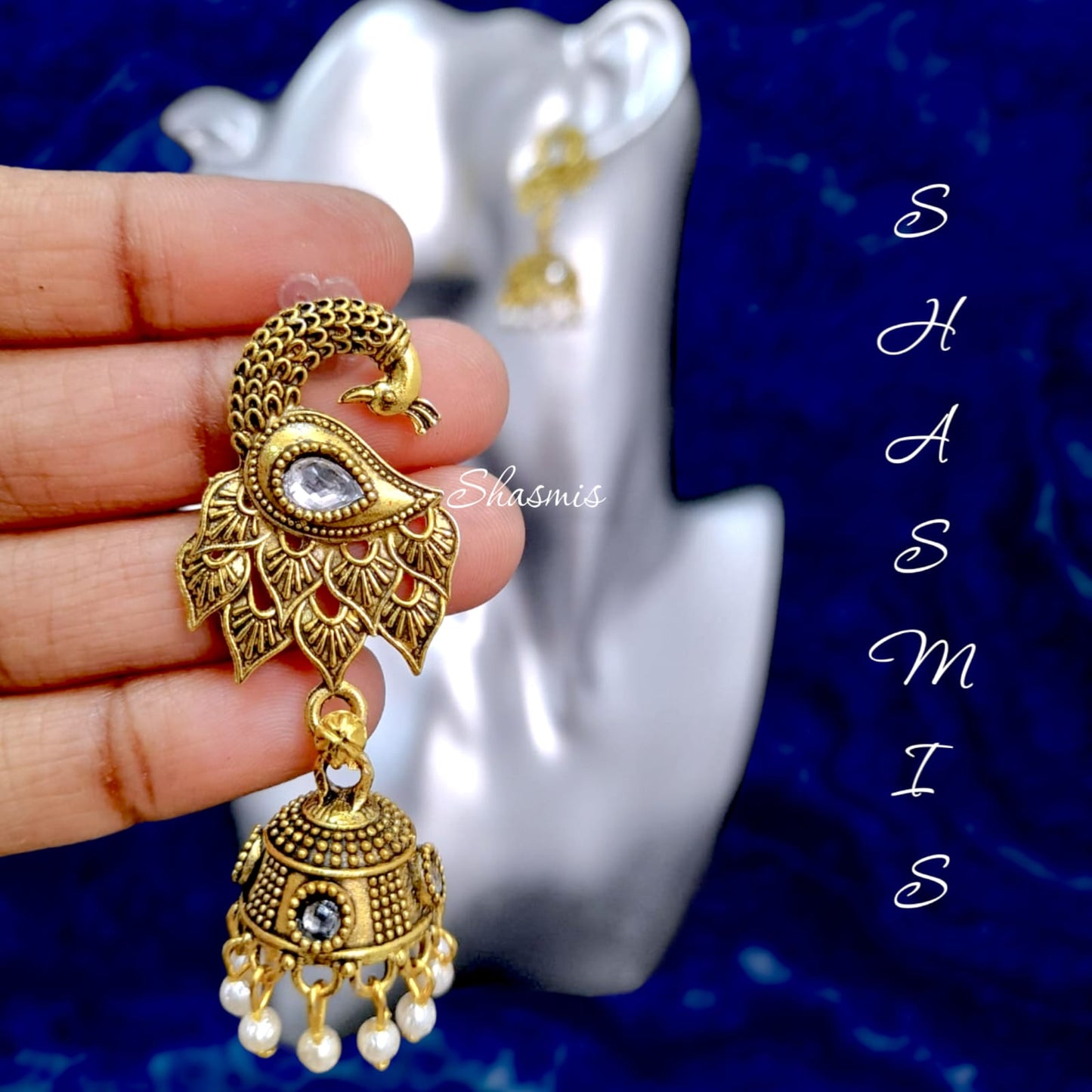 Colour Peacock Golden Plated Earrings
