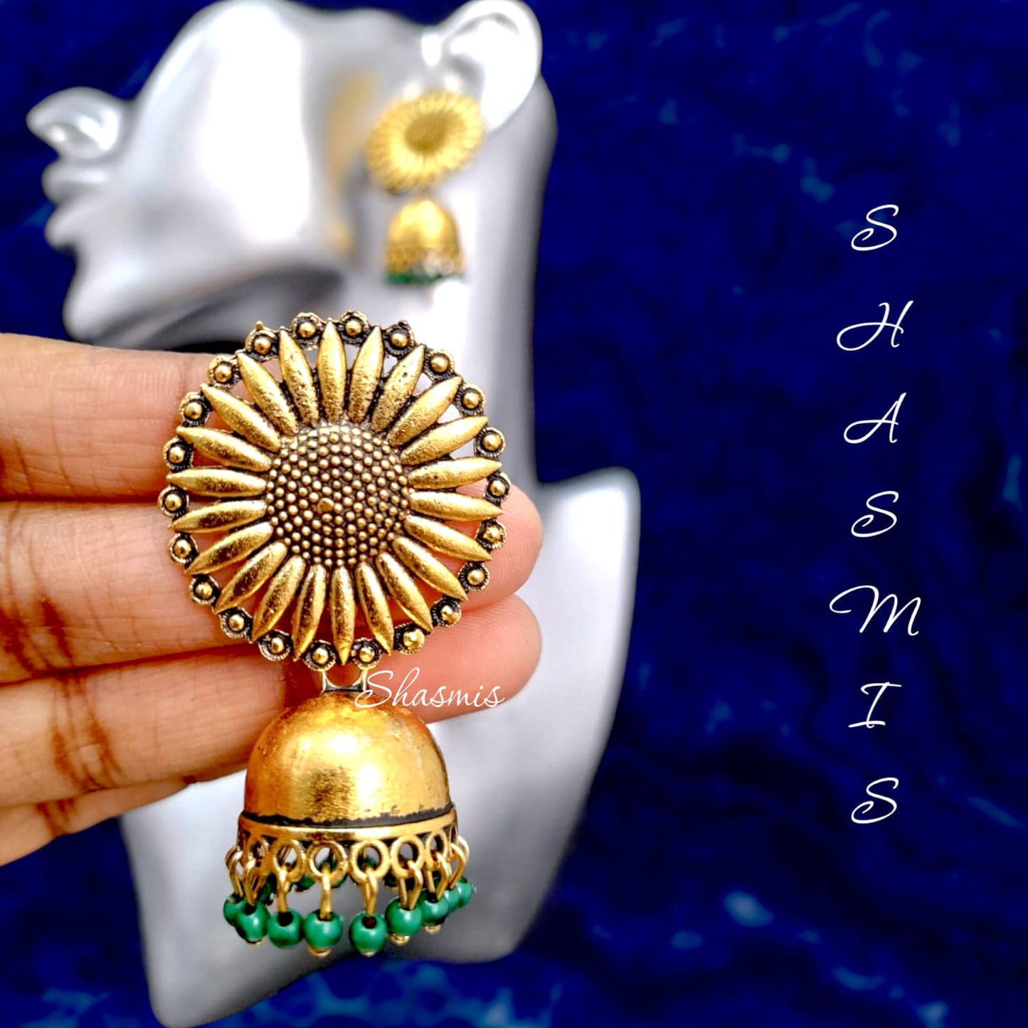 Flower Golden Jhumka Earrings