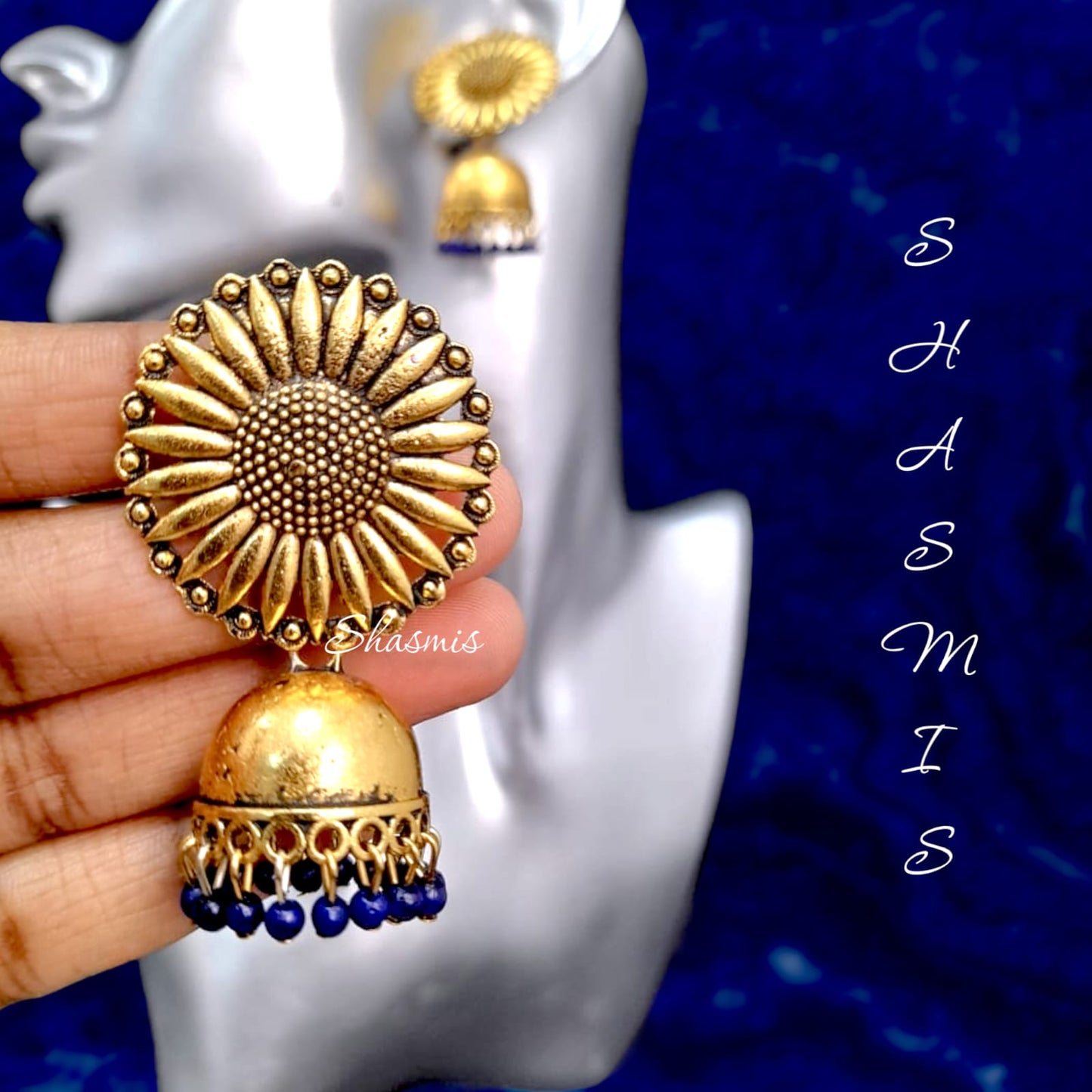 Flower Golden Jhumka Earrings