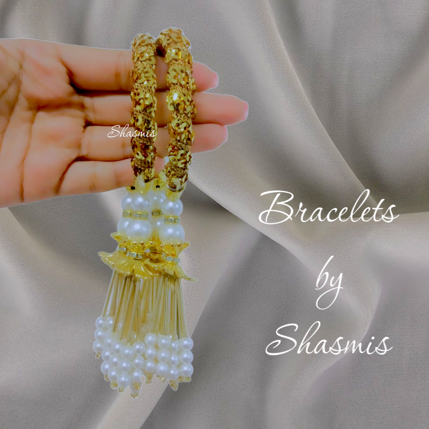 Bangles With Hanging Pearls, Pair