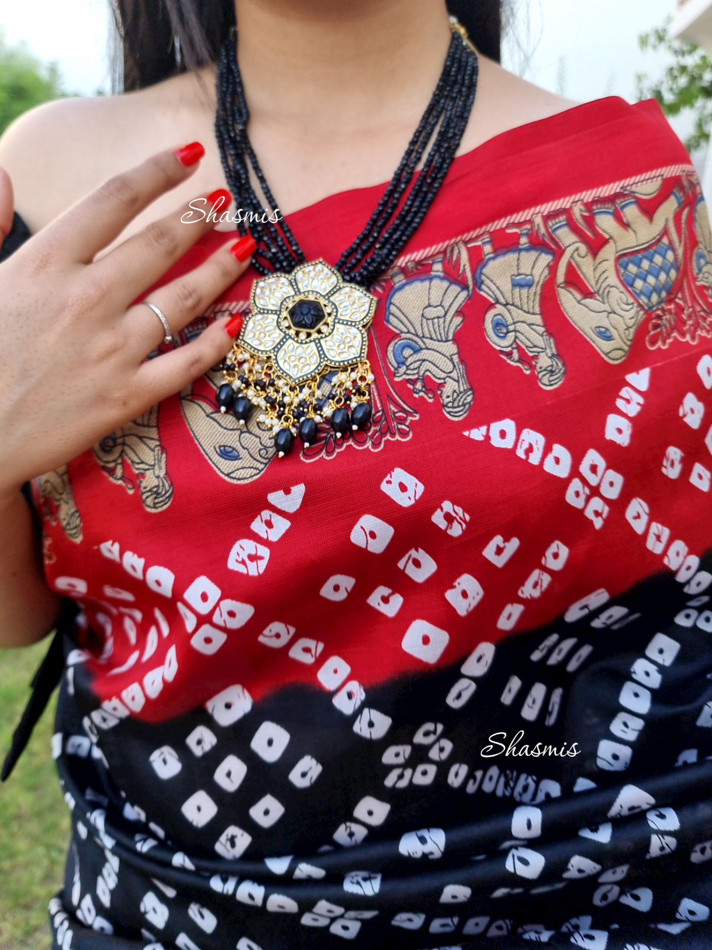 Jaipuri Bandhani Silk Saree With Gold Zari Border