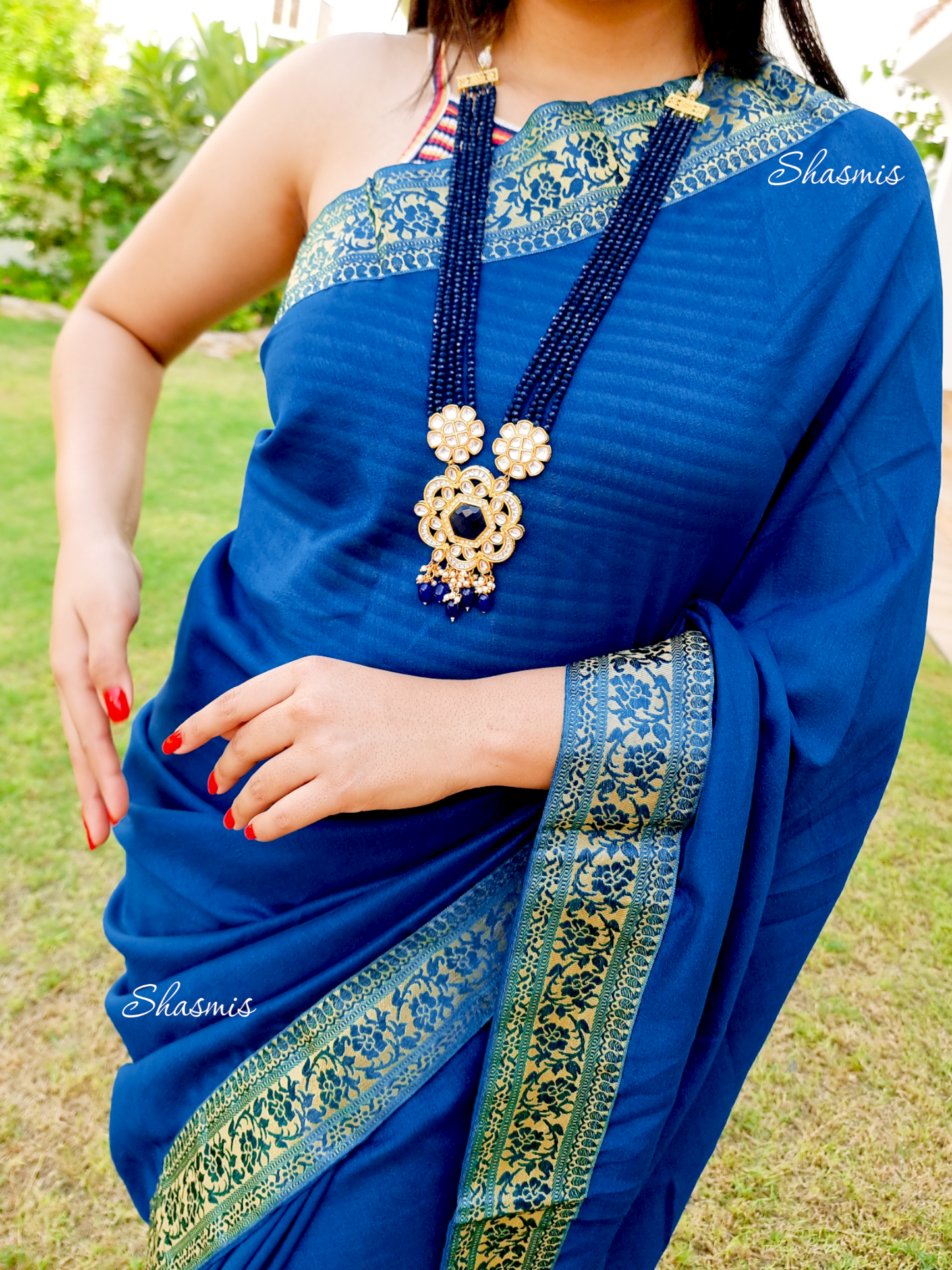 Blue Color Silk Border Work Saree